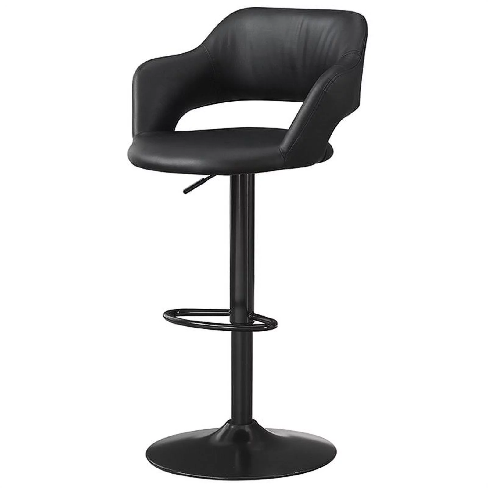 Home Square 3 Piece Adjustable Swivel Faux Leather Barstool Set in Black