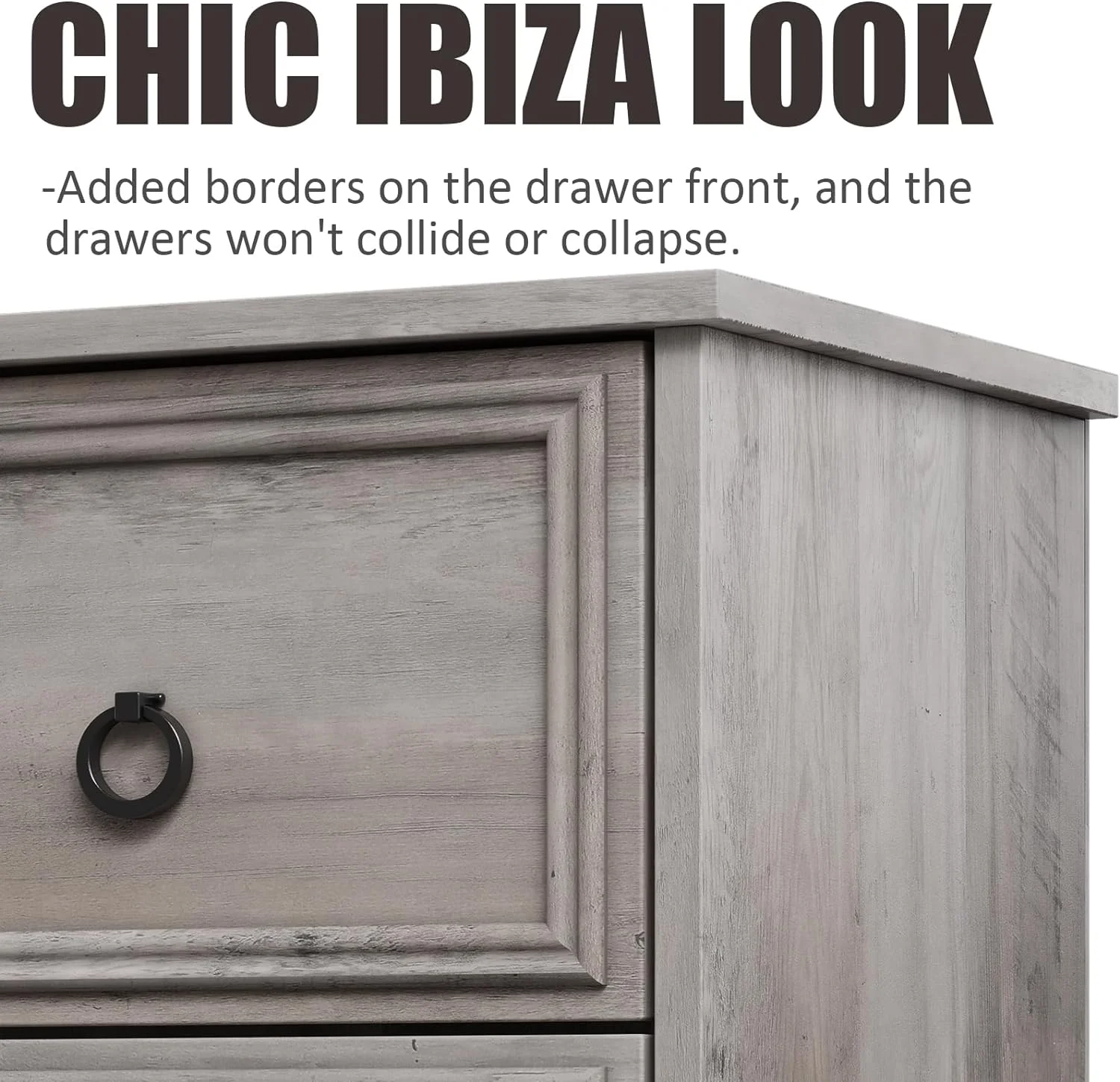 Modern 10 Drawer Dresser, Dressers for Bedroom, Chest of Drawers Closet Organizers and Storage Clothes - Easy Pulls Handle, Textured Borders Living Room, Hallway, Gray