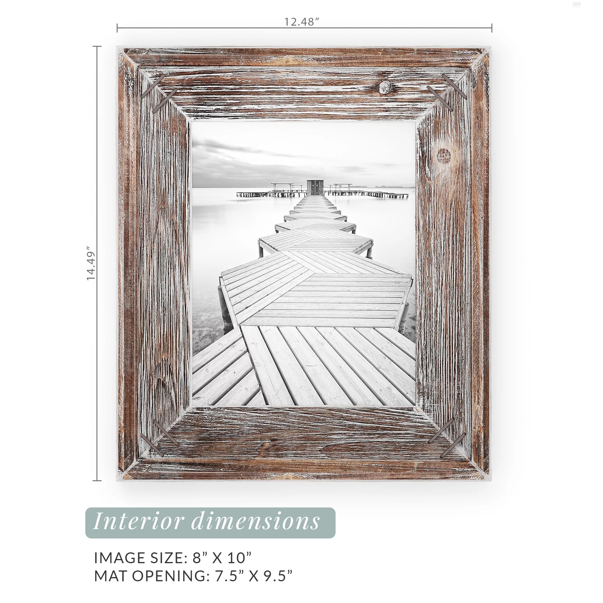Barnyard Designs 8x10 Rustic Picture Frame Distressed Wood Picture Frame, Rustic Farmhouse Picture Frame, Vertical or Horizontal Display Tabletop Wall Hanging Farmhouse Frame, Brown, Set of 2