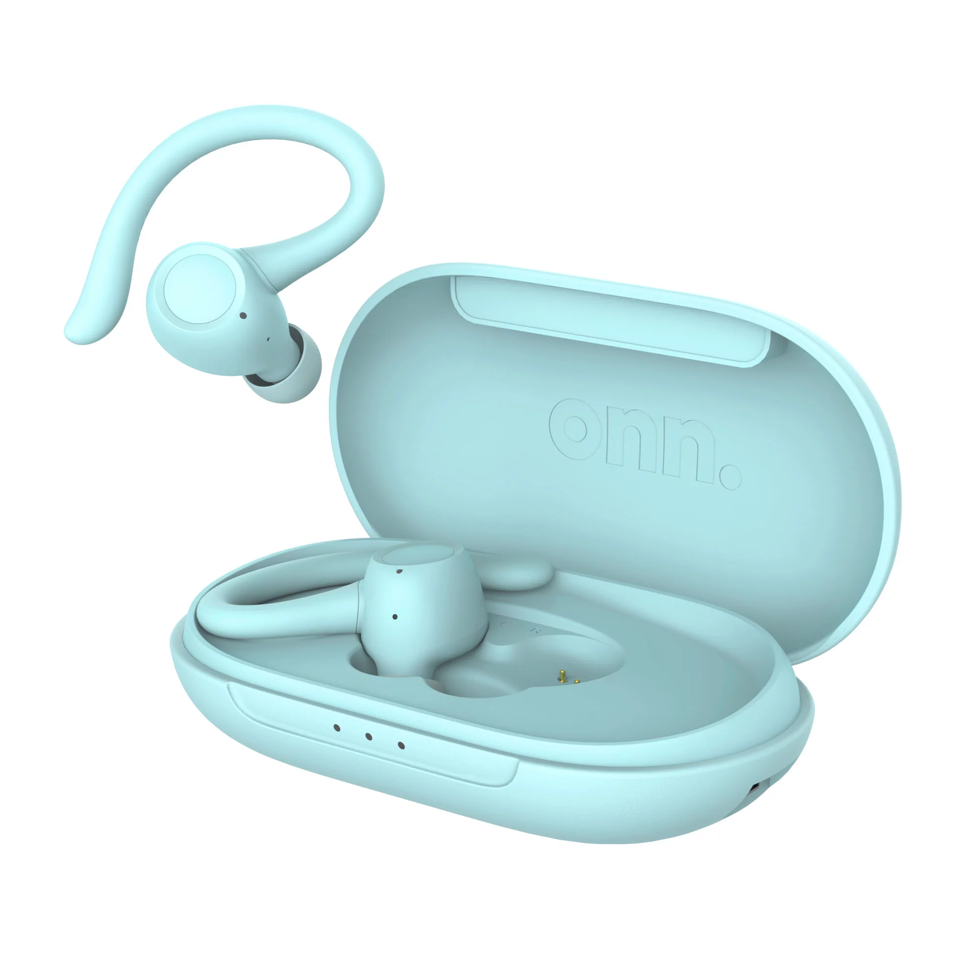 onn. Bluetooth True Wireless Earbuds with Earhook for Sport, Aqua