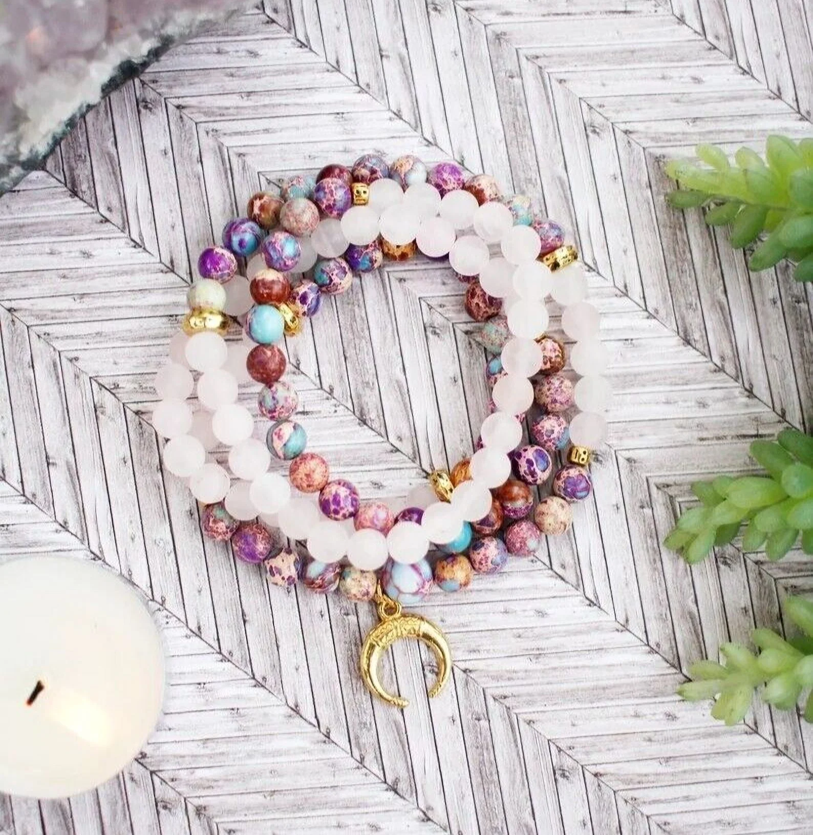 108 Mala Beads Prayer Rose Quartz Healing Meditation Yoga Bracelet Necklace Gift