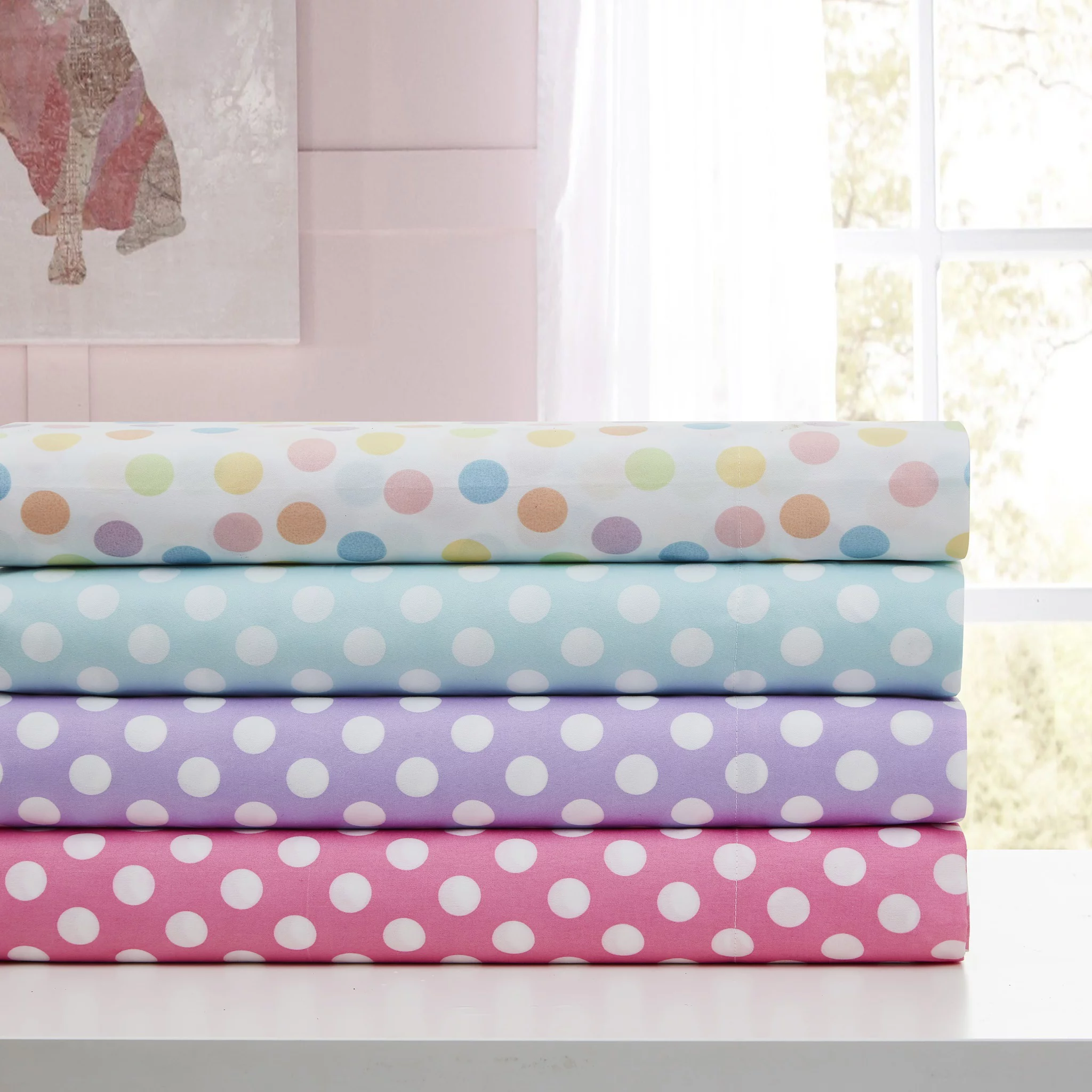 Kute Kids 4-Piece Ultra Soft Minnie Pink Polka Dot Microfiber Woven Sheet Set, Queen