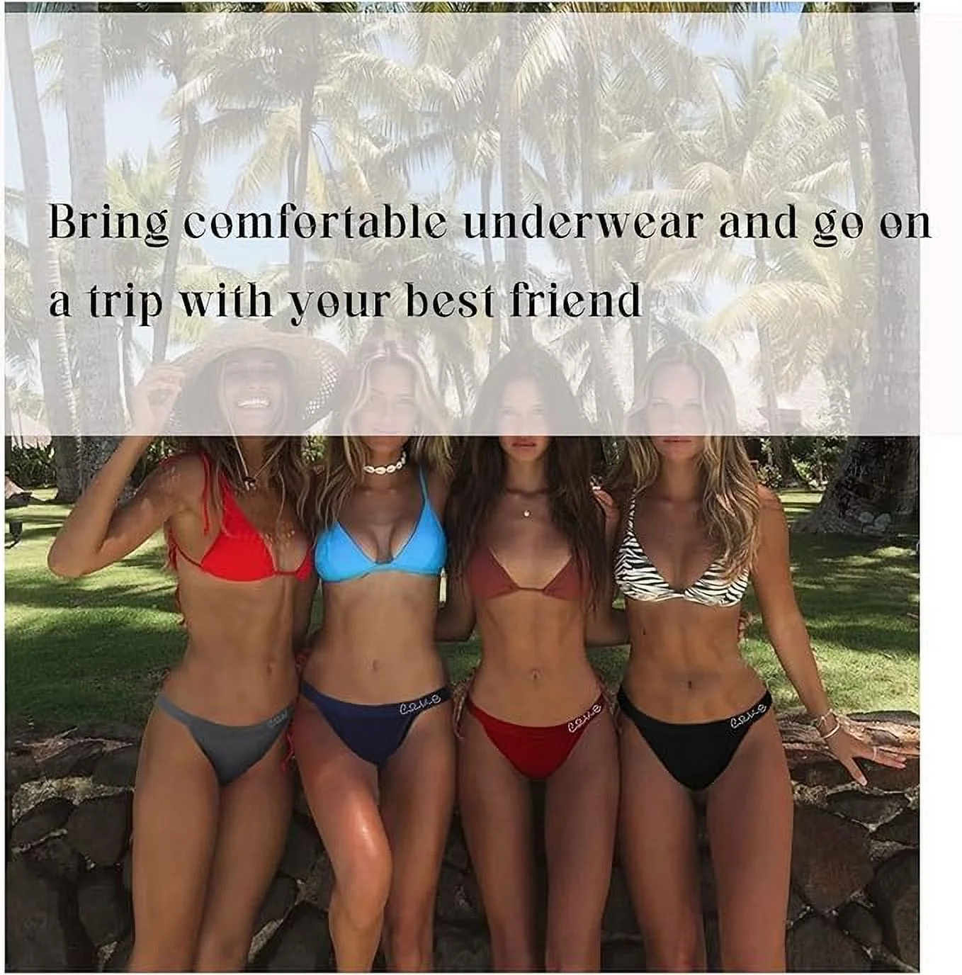 LEVAO Cotton Underwear Women Cheeky Panties Rhinestone Logo Low Rise String Bikini Panties 6 Pack S-XL