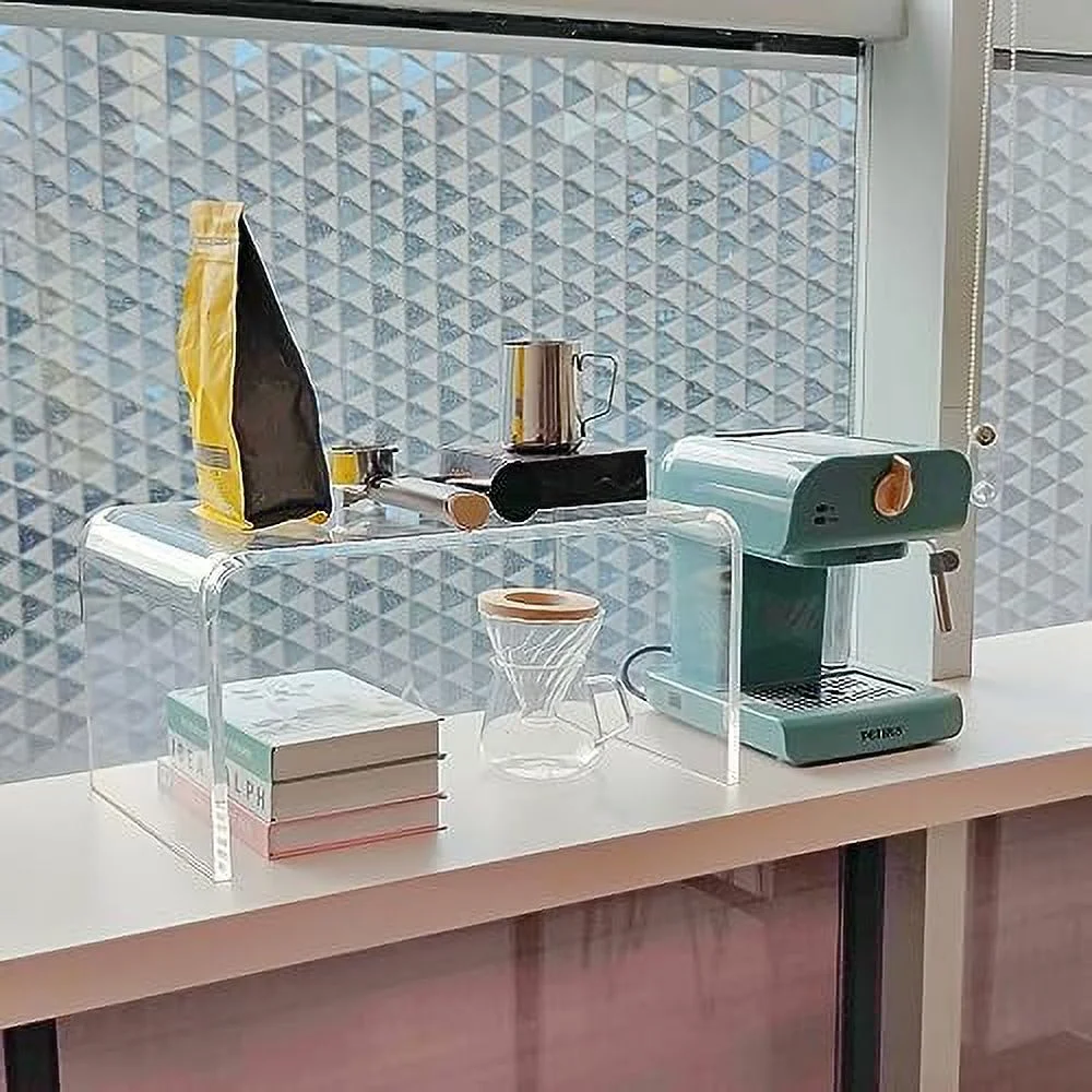 GEROBOOM Acrylic   24" H x 14" W x 12" D Clear Multipurpose C-Shape End Table Bed Desk Laptop Table for Living Room Bedroom Balcony Patio and Office