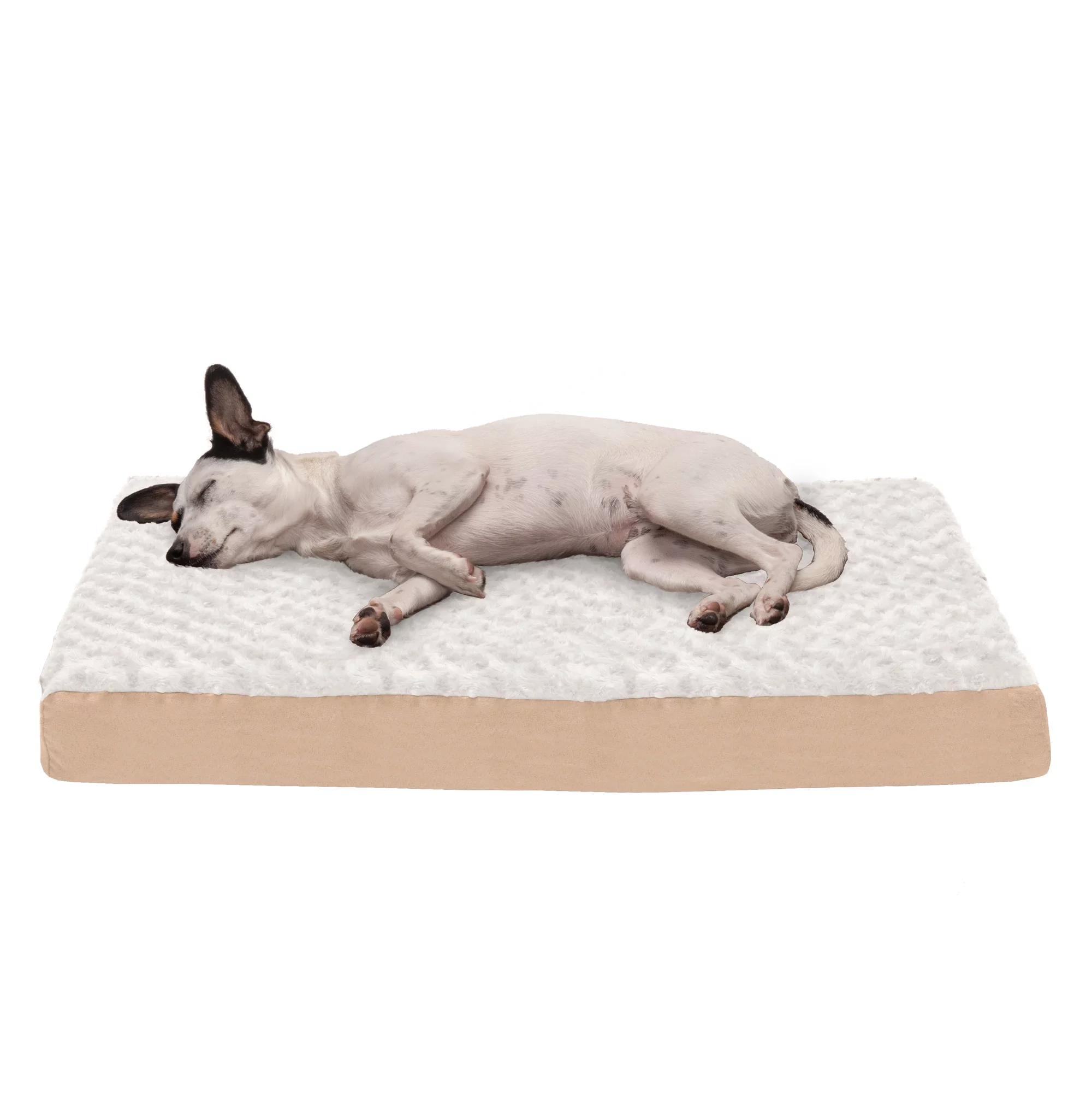 FurHaven Pet Products Ultra Plush Deluxe Full Support Orthopedic Deluxe Mattress Pet Bed for Dogs & Cats - Cream, Medium