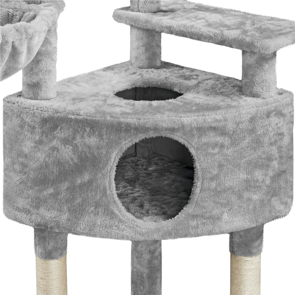 Yaheetech 46'' Cat Tree Multilevel Cat Condo with Scratching Posts and Perch Platform,Light Gray