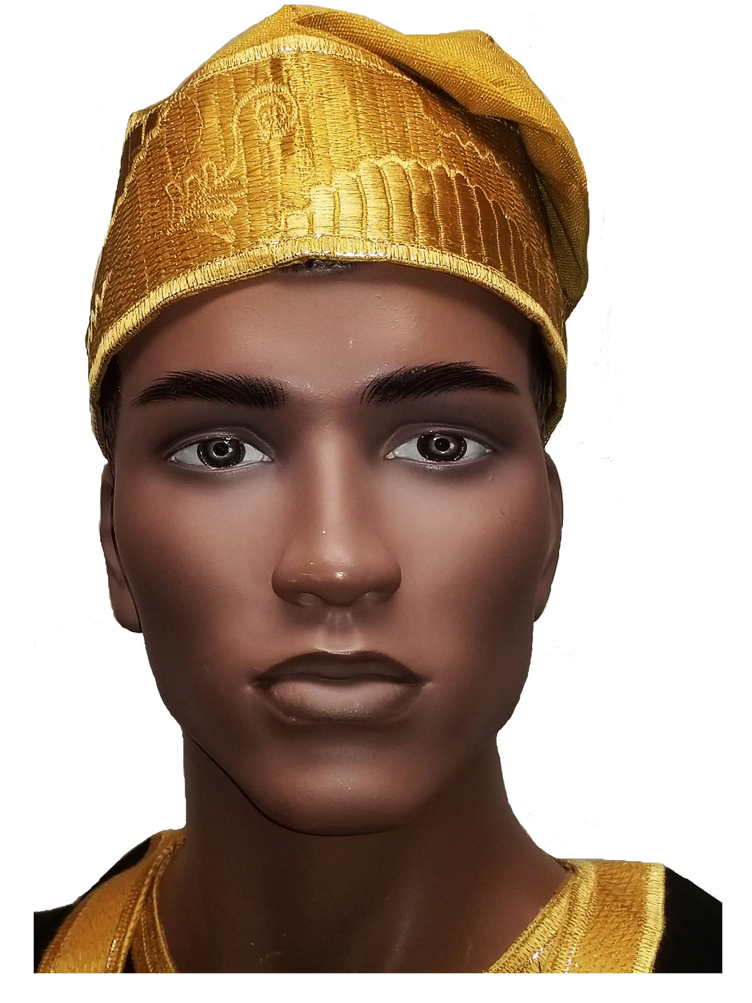 Gold Embroidered African Hand woven Aso Oke Hat