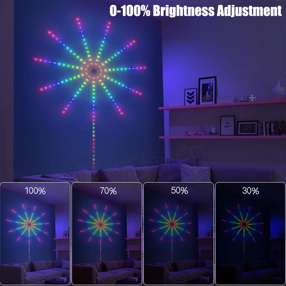 WiFi Smart LED Firework Strip Lights RGBIC Dream Colour Remote Music Speaker