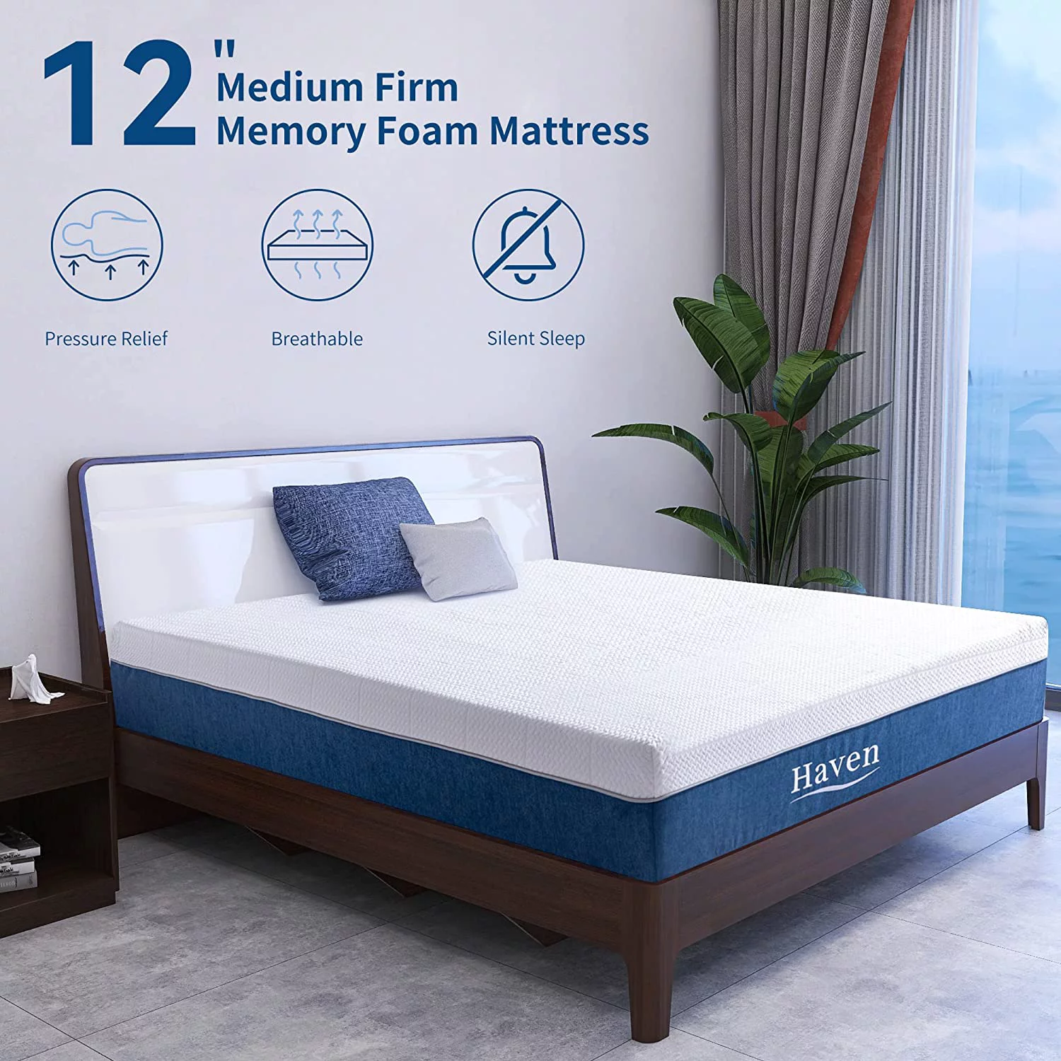 10 Inch Queen Size Memory Foam Mattress with Removable Cover Gel Infused Medium Firm Mattress Compressed in a Box CertiPUR-US Certified Made in USA (Queen)