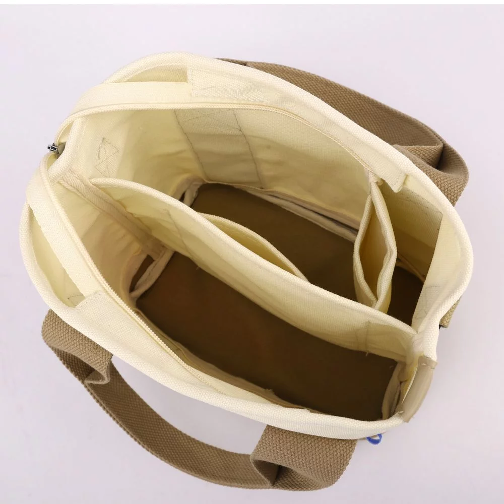 Small Cute Canvas Tote Crossbody Shoulder Bag W/Multiple Pockets Mini Casual Satchel Hobo Handbag Messenger Purse for Women