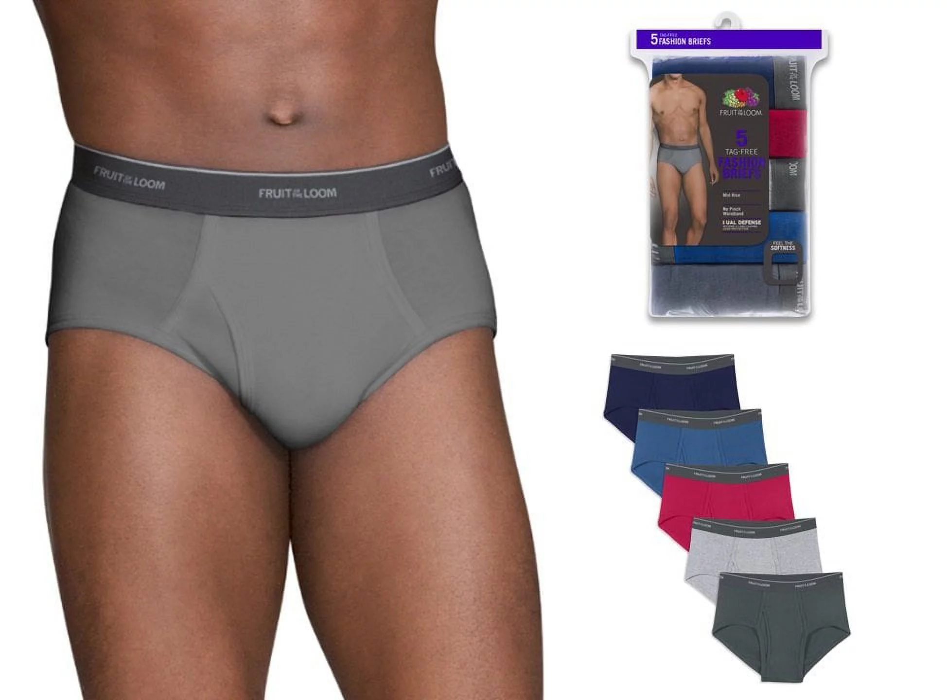 Fruit of the Loom Men's 100% Cotton Assorted Dual Defense Fashion Briefs