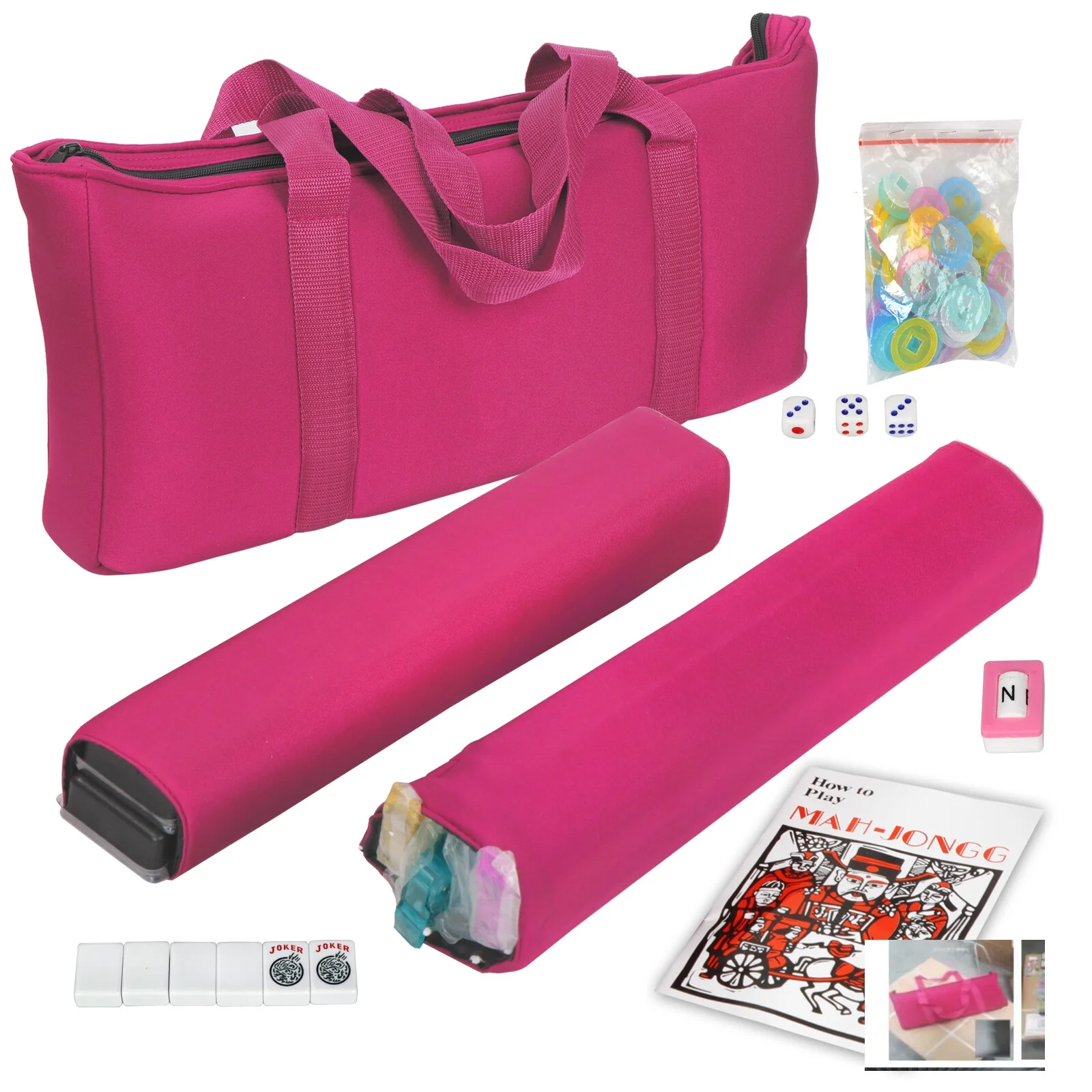 ZenSports American Mahjong Set Complete Families Game W/4 All-in-One Rack/Pushers & Padded Bag