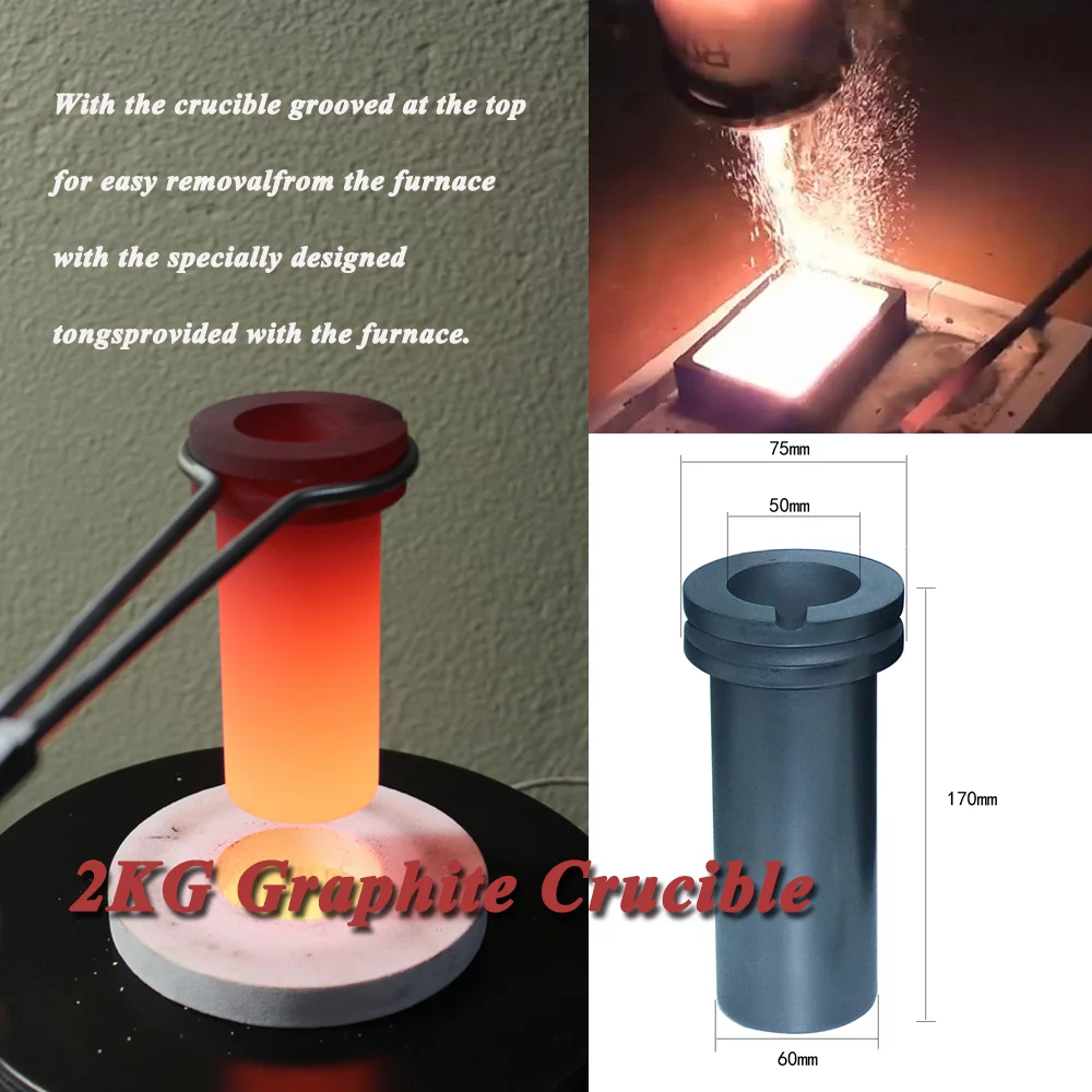 3KG Gold Melting Furnace,1400W 2000F Digital Electric Melting Furnace with Graphite Crucible 110V Refining Casting Furnace