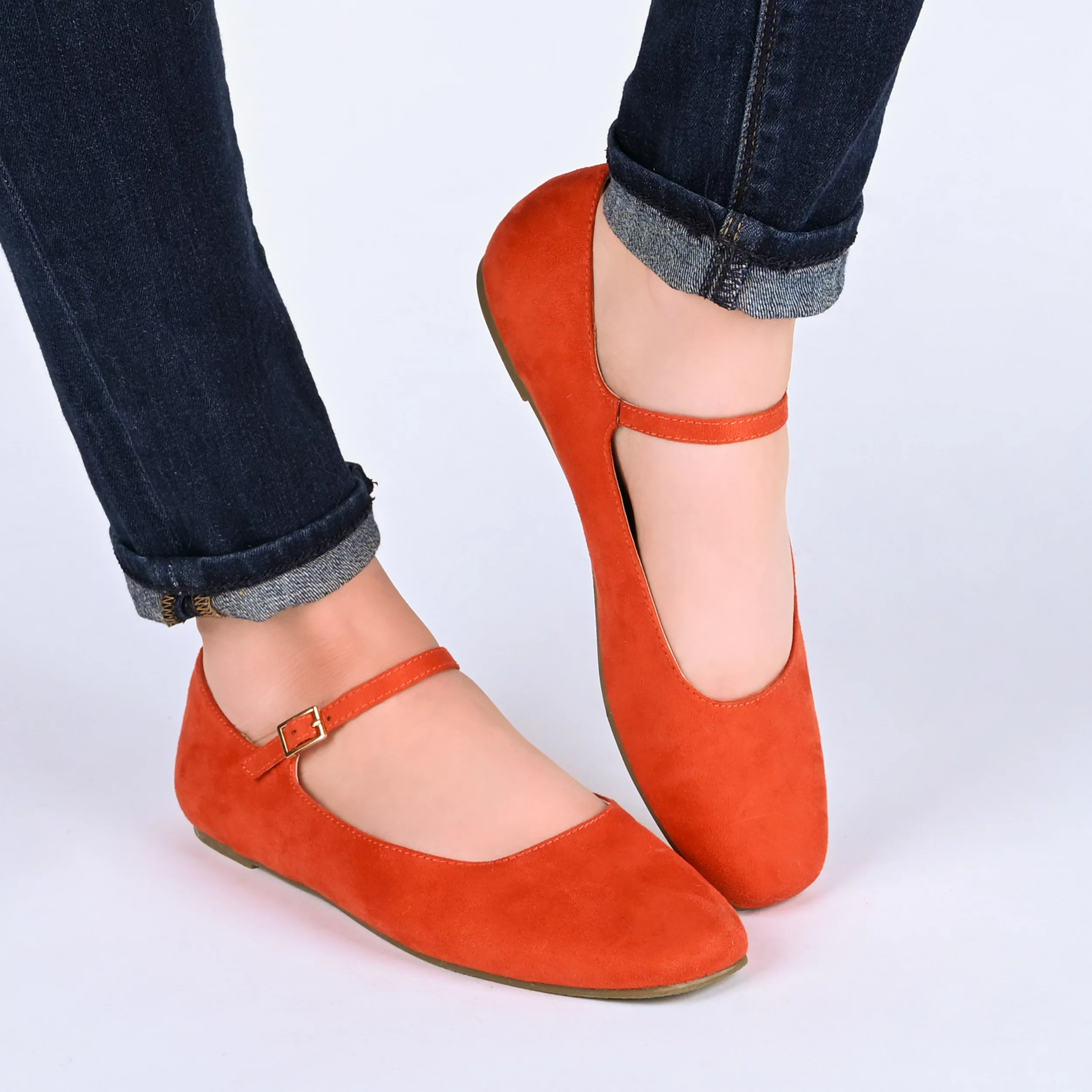 Journee Collection Women's Carrie Buckle Square Toe Mary Jane Flats