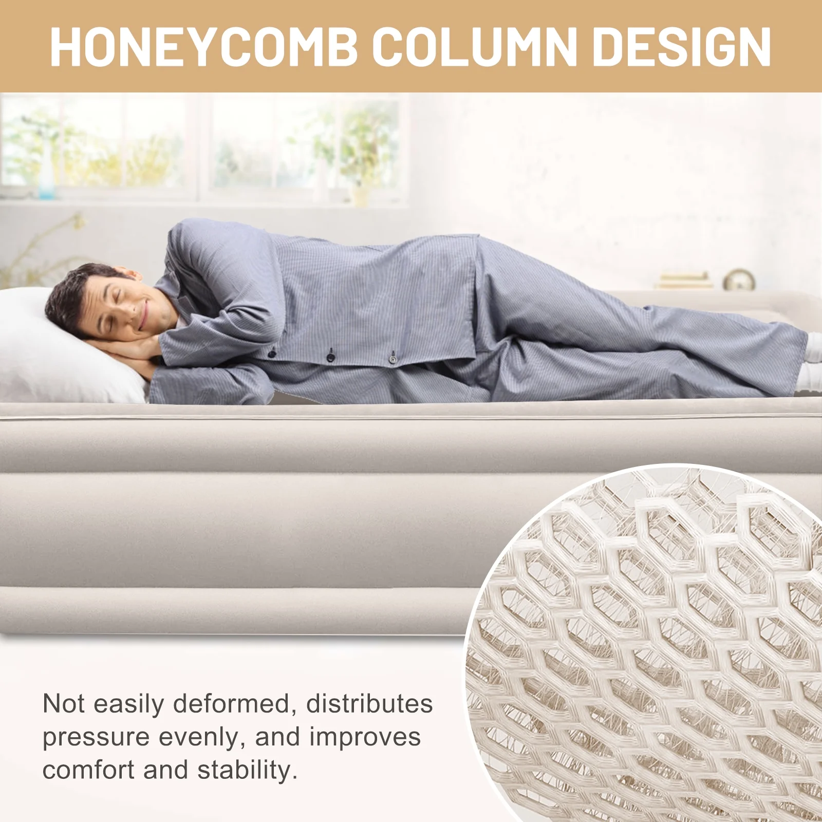 Inadays Twin Air Mattress with Built-In Pump Queen Blow Up Mattress 3 Mins Self Inflatable Air Bed Comfort Top Velvety Sleeping Surface for Guest Camping Home Portable Travel