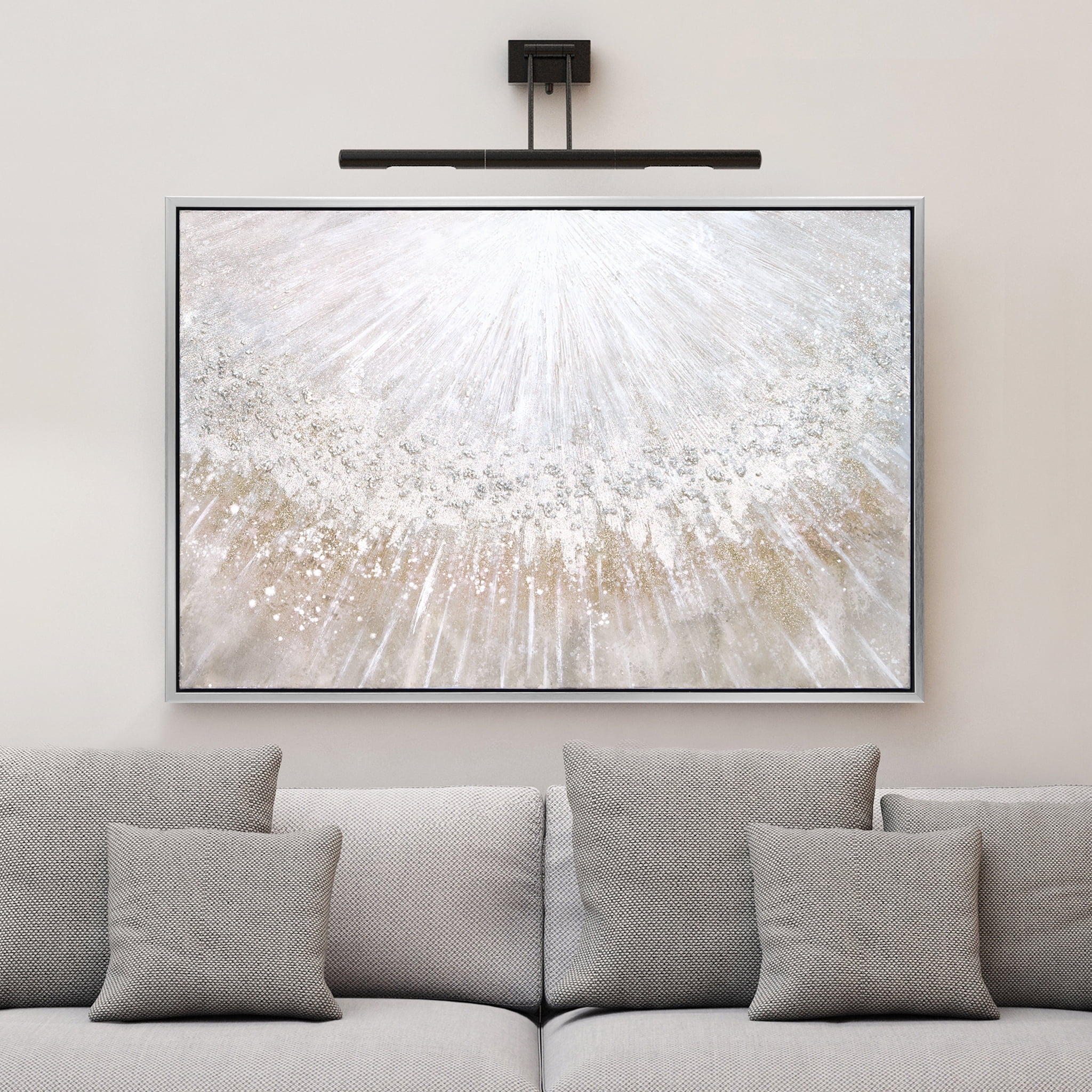 Empire Art Direct Silver Pellets Textured Metallic Hand Painted Framed Wall Art, 32“ x 48