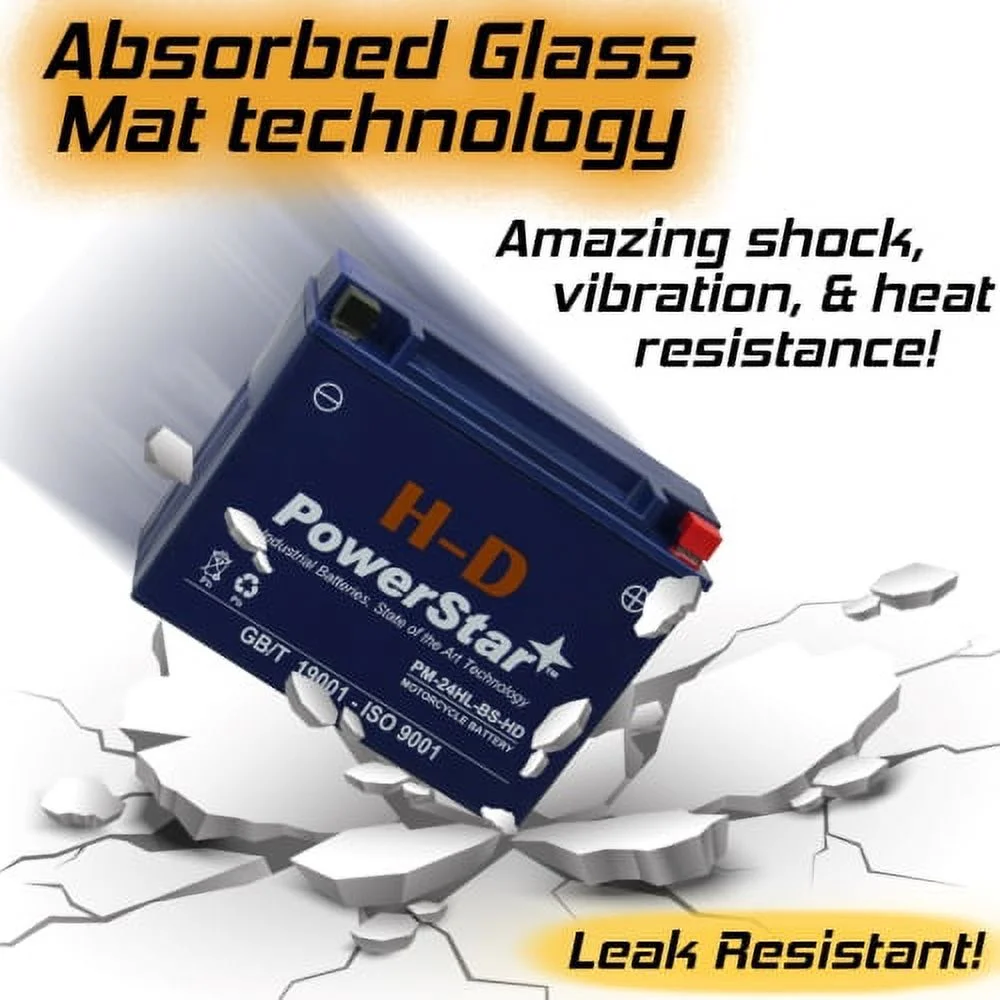 PowerStar  12V 24Ah 402Cca Hp Maintenance Free Battery 1988-2000 Honda Gl1500 Gold Wing Ytx24Hl-Bs
