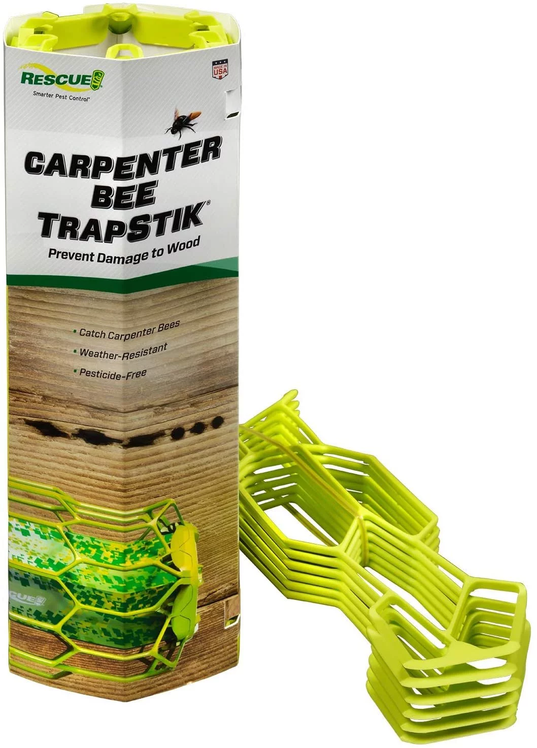RESCUE! Carpenter Bee TrapStik Also Works on Wasps, Mud Daubers - 4 Traps
