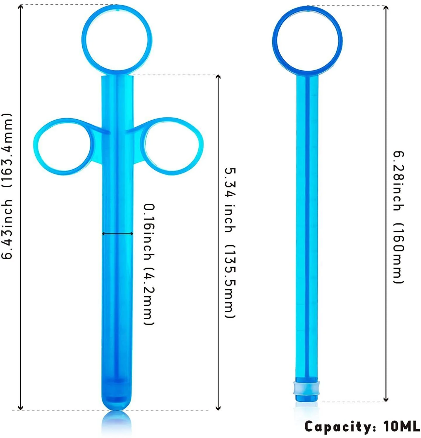 2PCS Lube Applicator Syringe with Precise Scales, 6.5” Personal Lubricant Shooter with Air-Proof Silicone Cap, Reusable Durable Applied for Men, Women & Couples