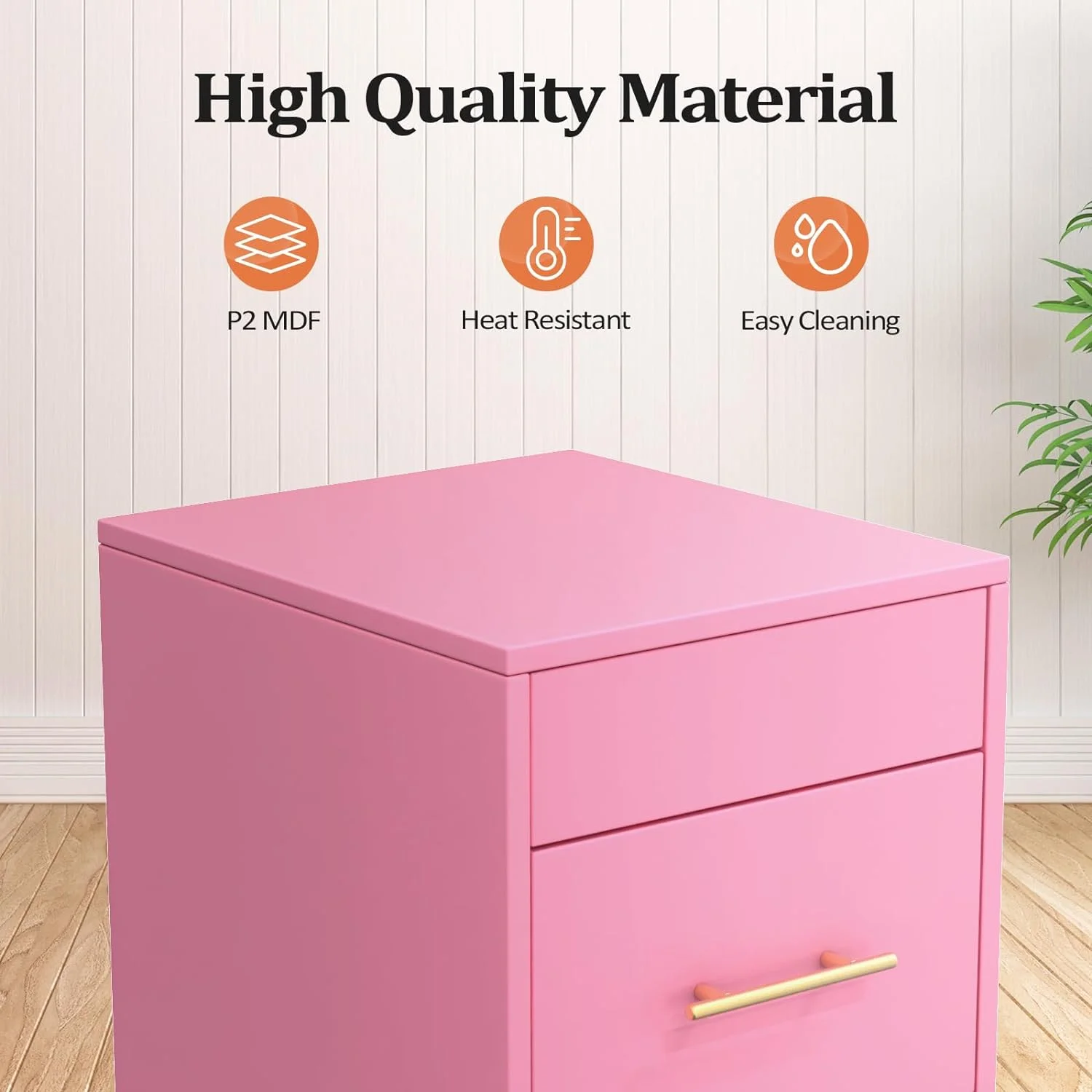 OmySalon Wood Salon Trolley Cart with Wheels, Hair Cart Mobile Storage Cabinet, Hairdressing Styling Tools Organizer, Rolling Salon Station for Beauty Spa Barbershop Tattoo, Pink