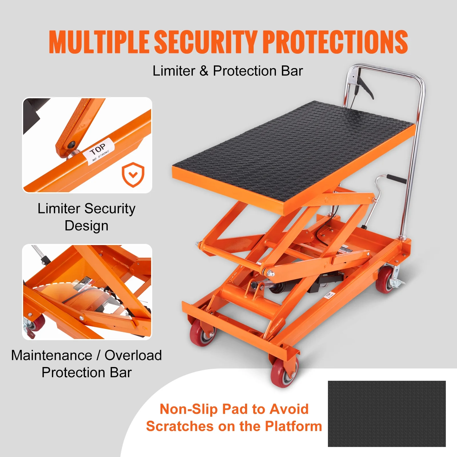 BENTISM Hydraulic Lift Table Cart 770 lbs Manual Double Scissor Lift Table 59