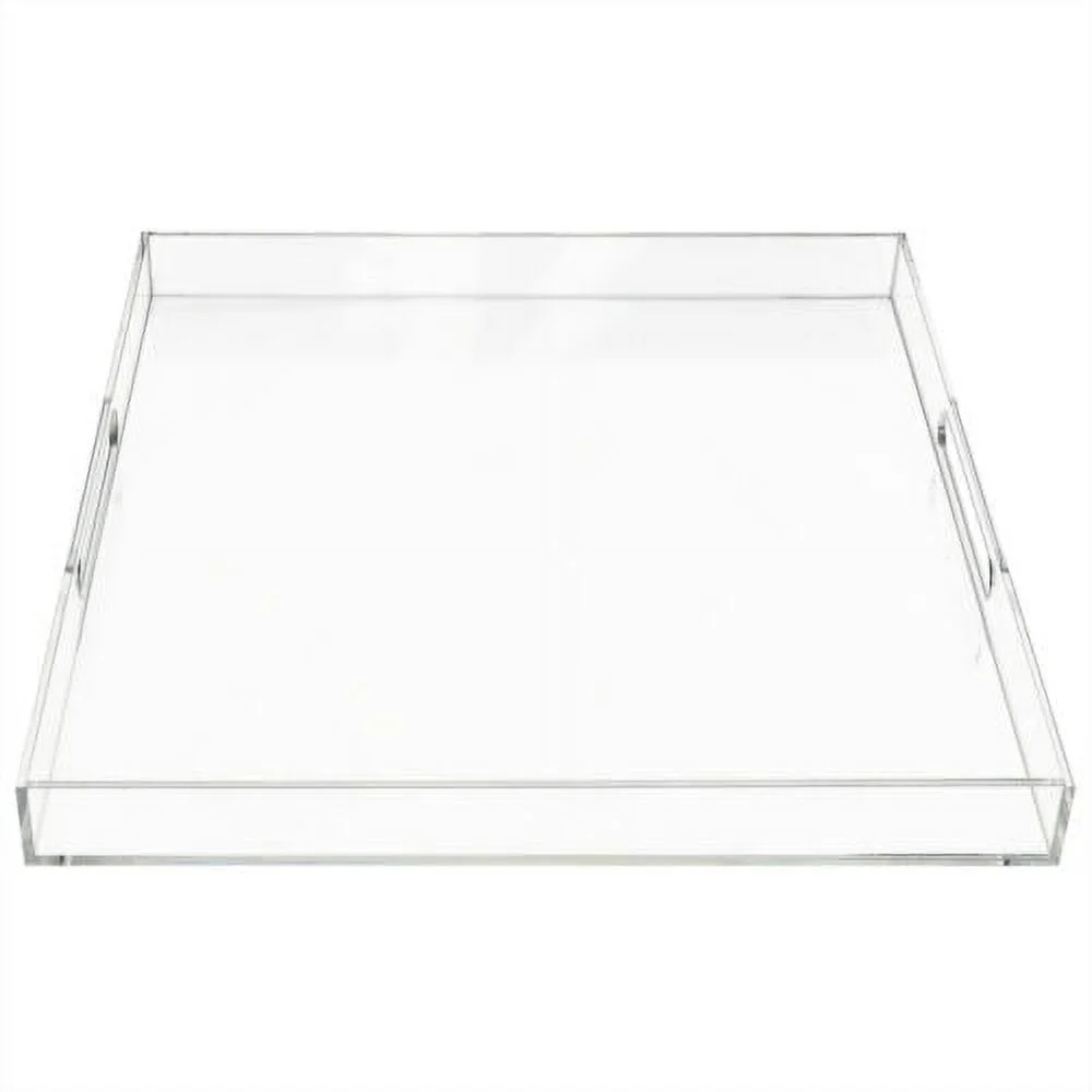 Clear Extra Large Square Acrylic Serving Tray w/ Handles Oversize 18.9*18.9 Inch