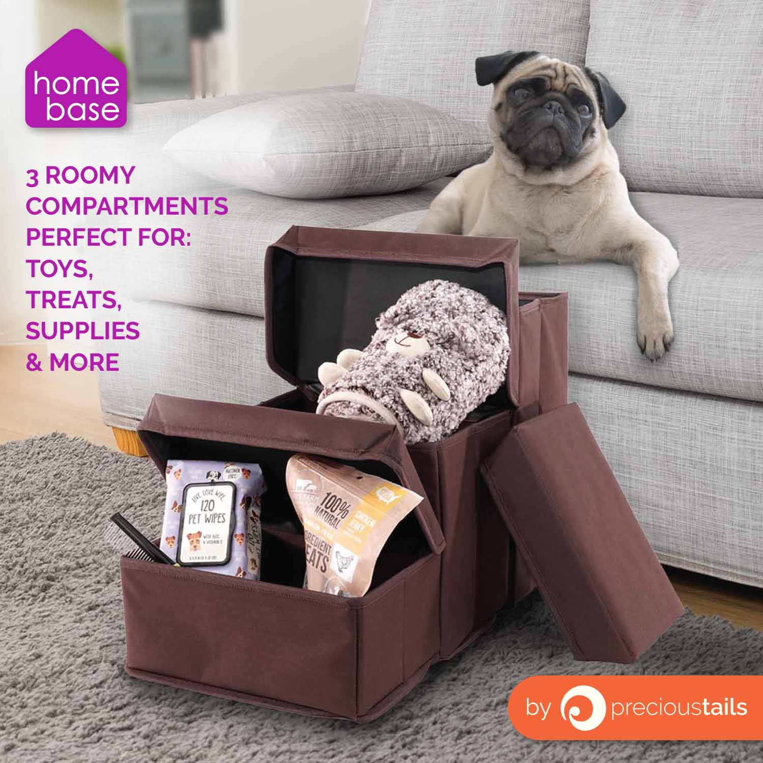 Precious Tails 3-Step Storage Foldable Dog Cat Pet Steps