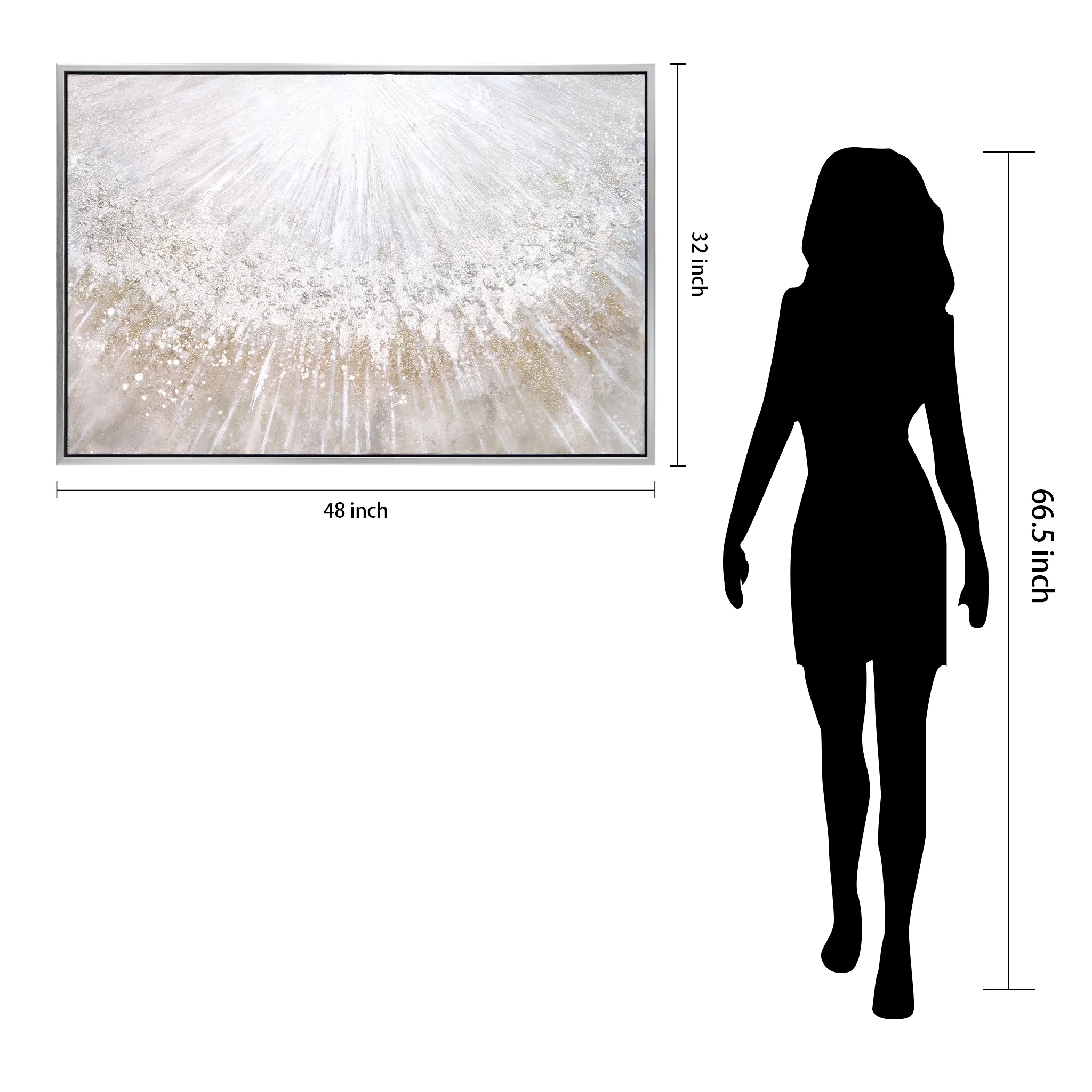 Empire Art Direct Silver Pellets Textured Metallic Hand Painted Framed Wall Art, 32“ x 48