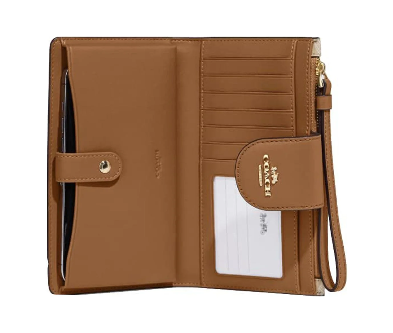 Coach Women's Tech Phone Wallet In Colorblock Signature Canvas (Light Khaki / Light Saddle)