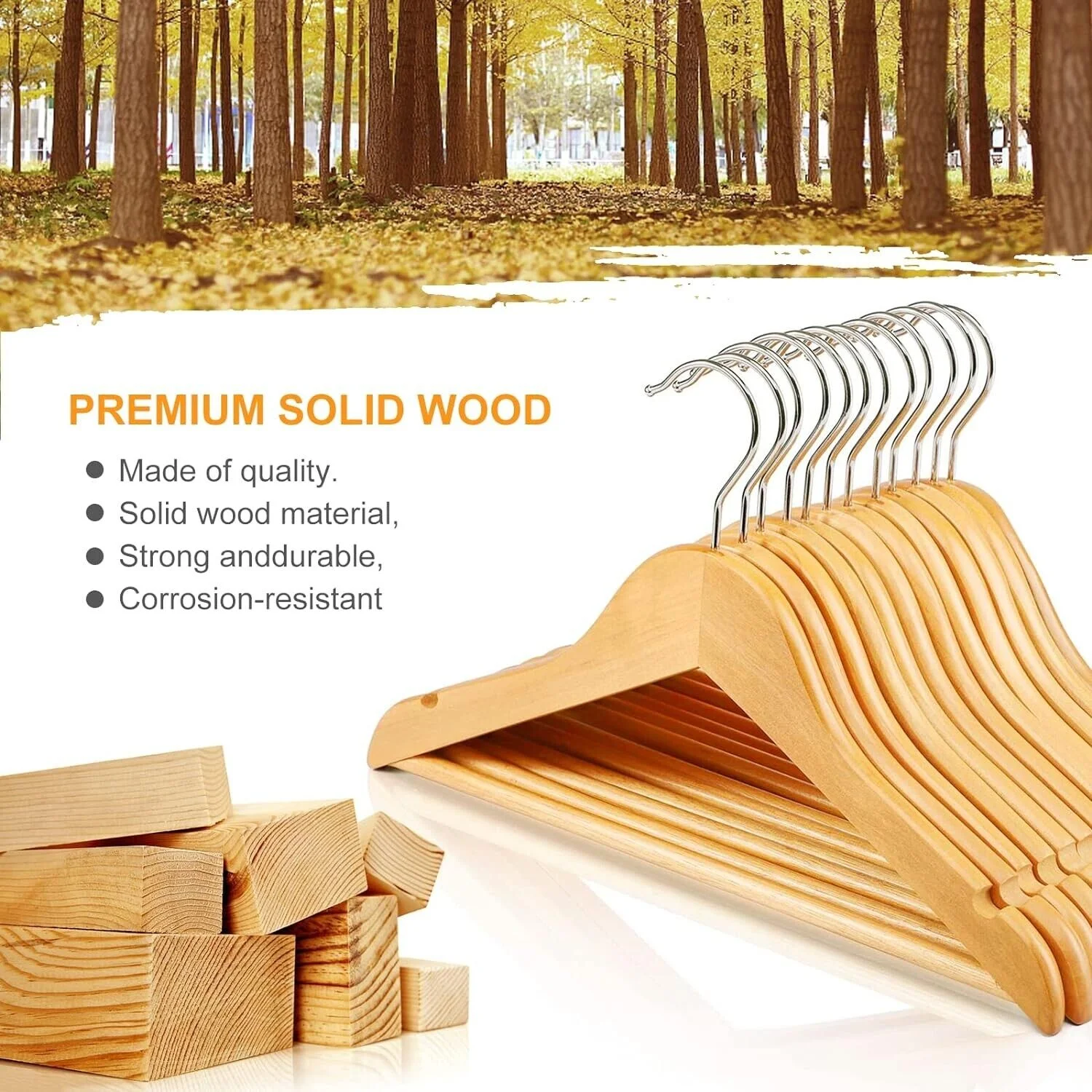 20 Pack Premium Natural Wood Clothes Hangers, Durable Wooden Hangers for Coats, Jackets, Dresses, Pants, and Shirts