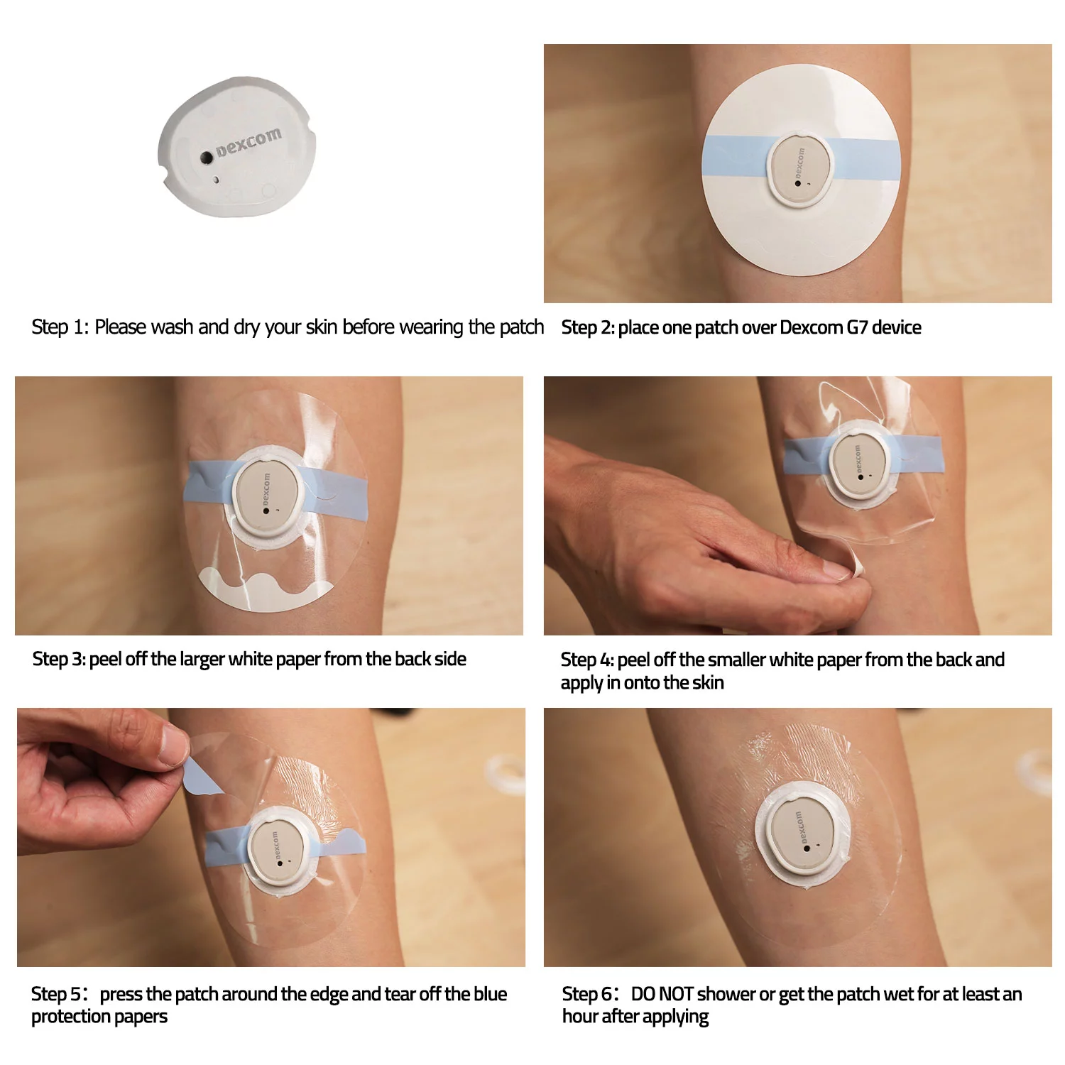 Dexcom G7 Adhesive Patches - LiangMai 55 Pack Waterproof & Transparent Overpatch CGM Stickers for G7, 10 Days Long Stay Fixation Monitor Protection