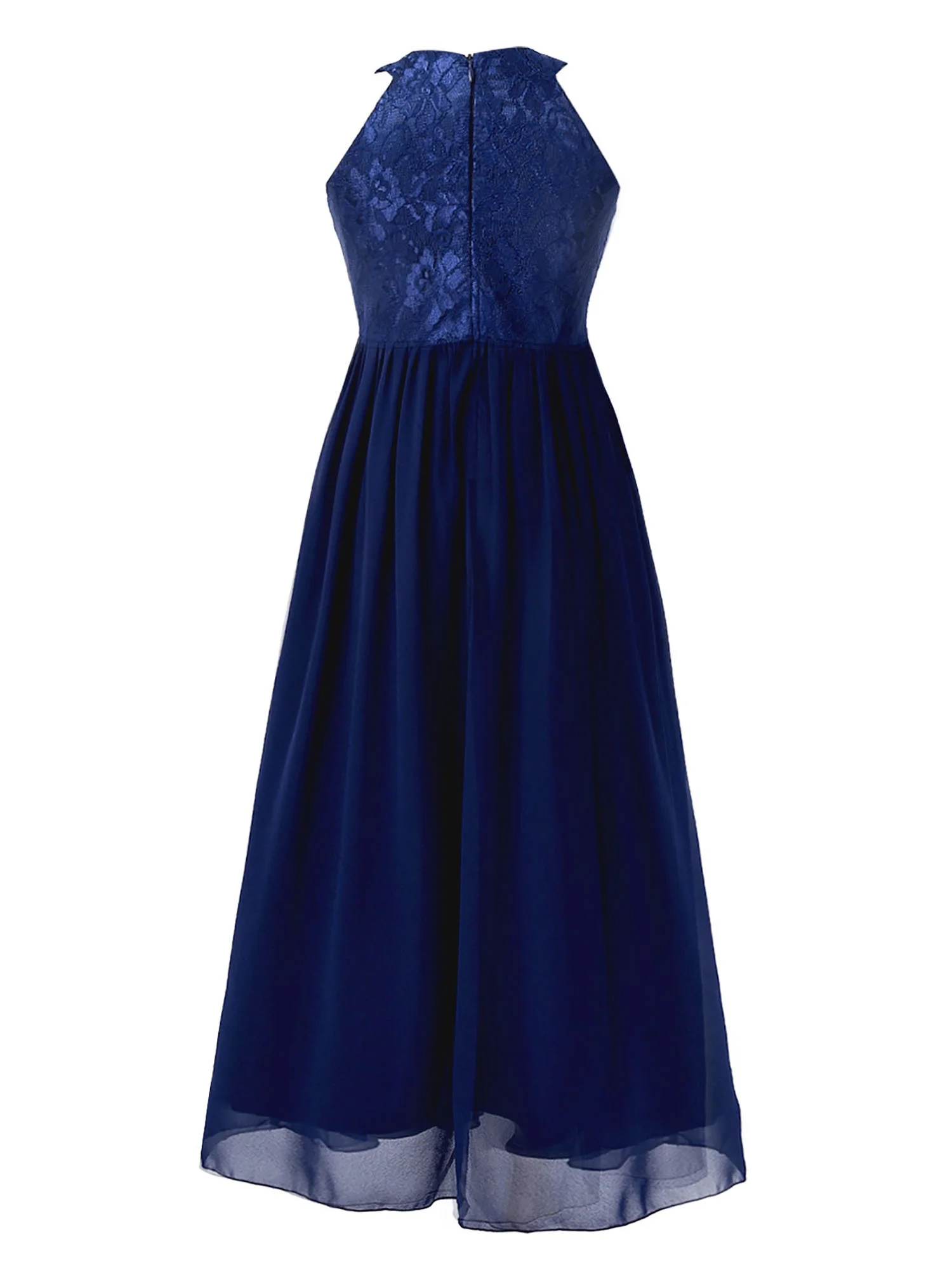 iiniim Kids Lace Floral Flower Girls Dress Sequins Halter Chiffon Dress Long Maxi Junior Bridesmaid Gown A Navy Blue 12