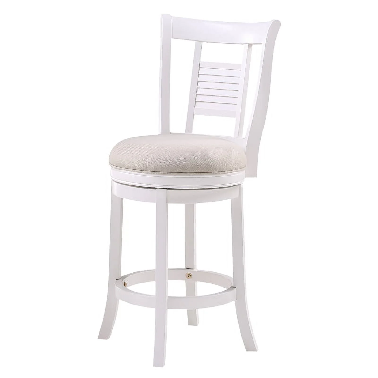 Home Square 3 Piece Upholstered Solid Wood Swivel Counter Stool Set in White