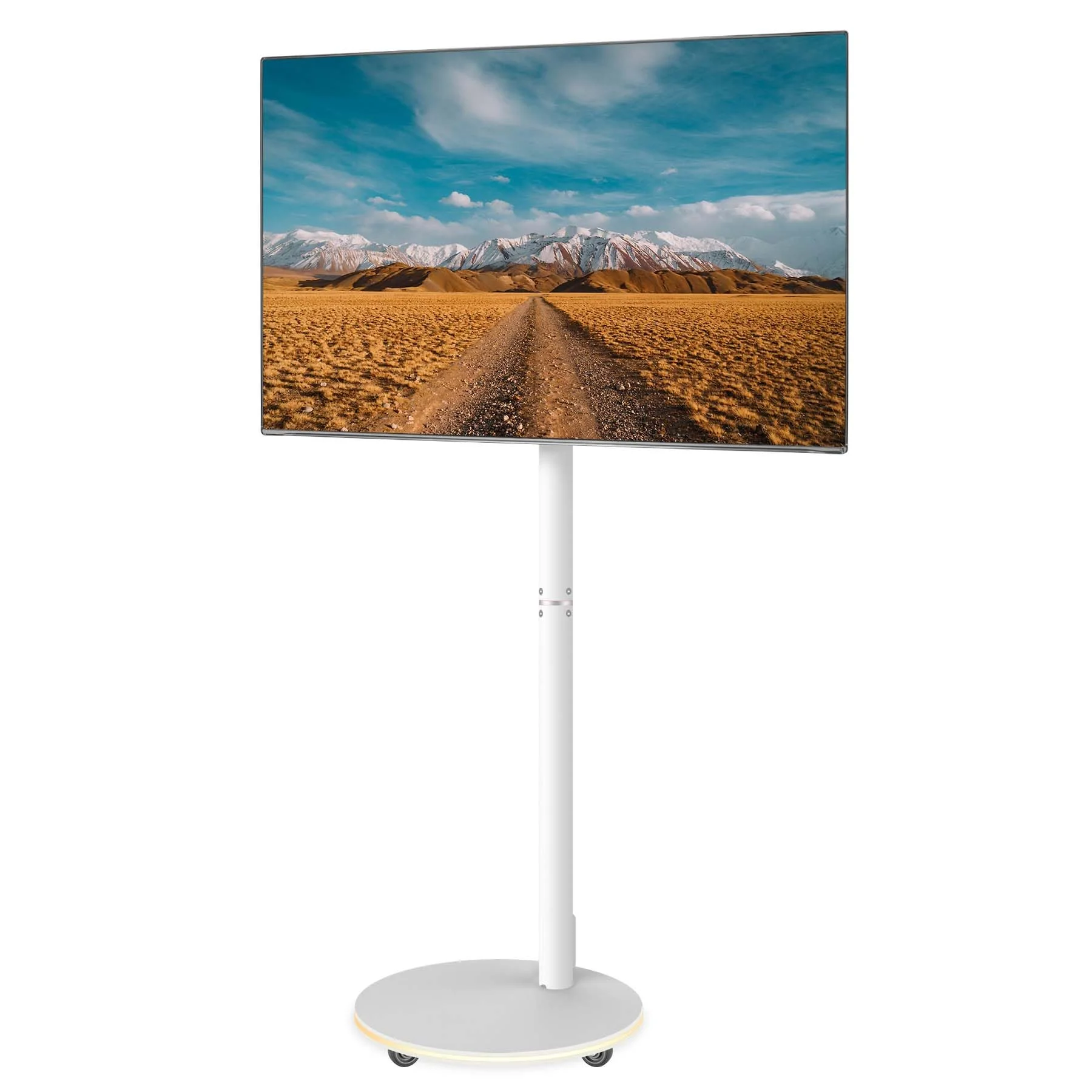 Nurforta Mobile Floor TV Stand for 18-45 inch, Universal Swivel TV Stand, Height Adjustable, Tiltable, Base Has LED Lights, Holds 44Lbs, Rolling Stand with Wheels