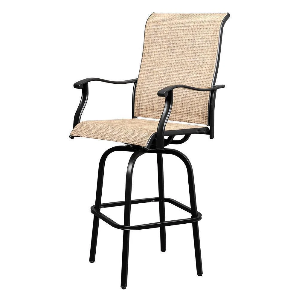 Swivel Patio Chairs Set of 2 Height Bar Stools Outdoor Bistro Armrest Chairs Set