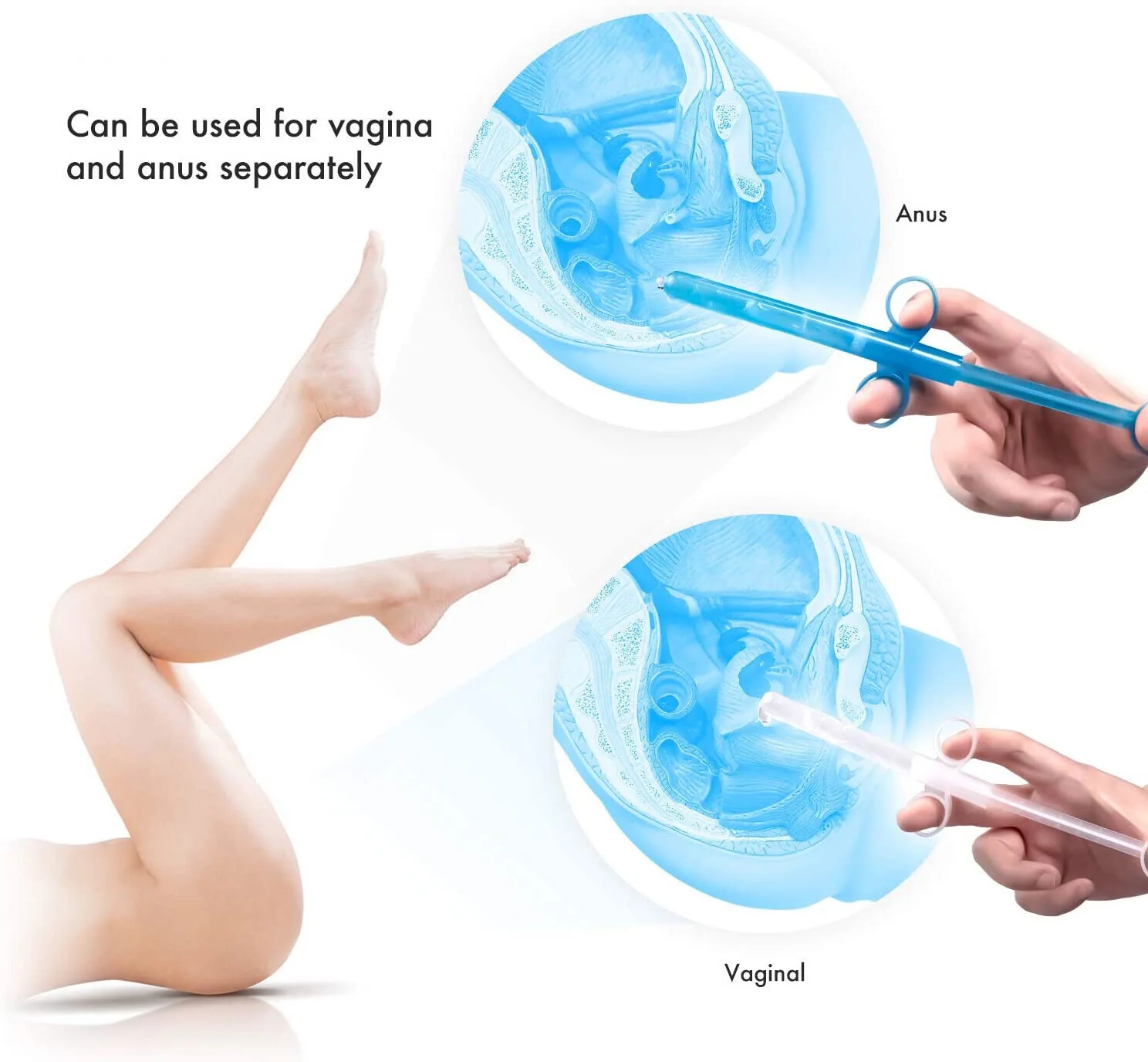 2PCS Lube Applicator Syringe with Precise Scales, 6.5” Personal Lubricant Shooter with Air-Proof Silicone Cap, Reusable Durable Applied for Men, Women & Couples