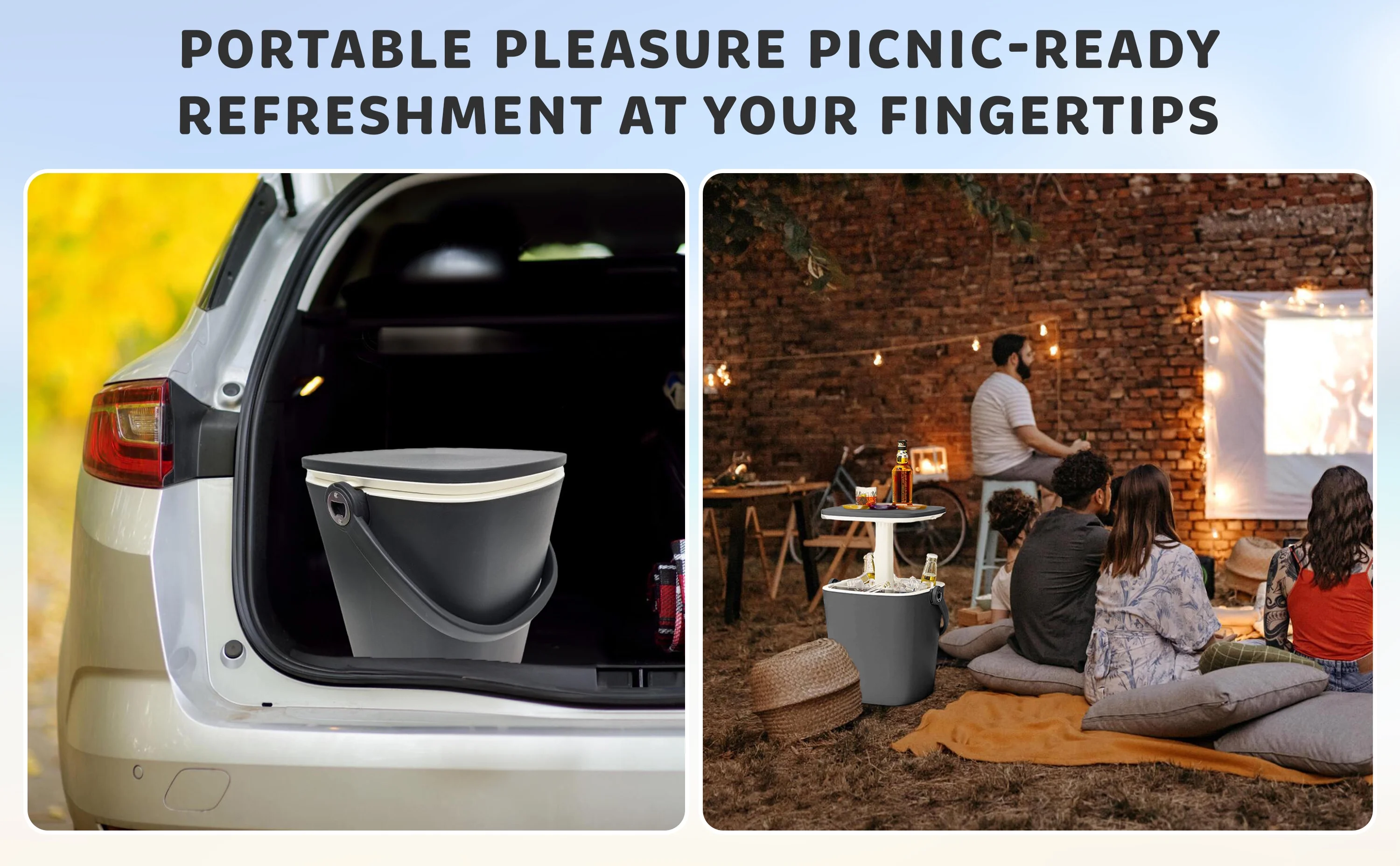 Magicshe Portable Cool Bar Table 15L Ice Bucket Lift Top Lid Beer Wine Cooler Outdoor Patio Furniture Beach Picnic Party（black）