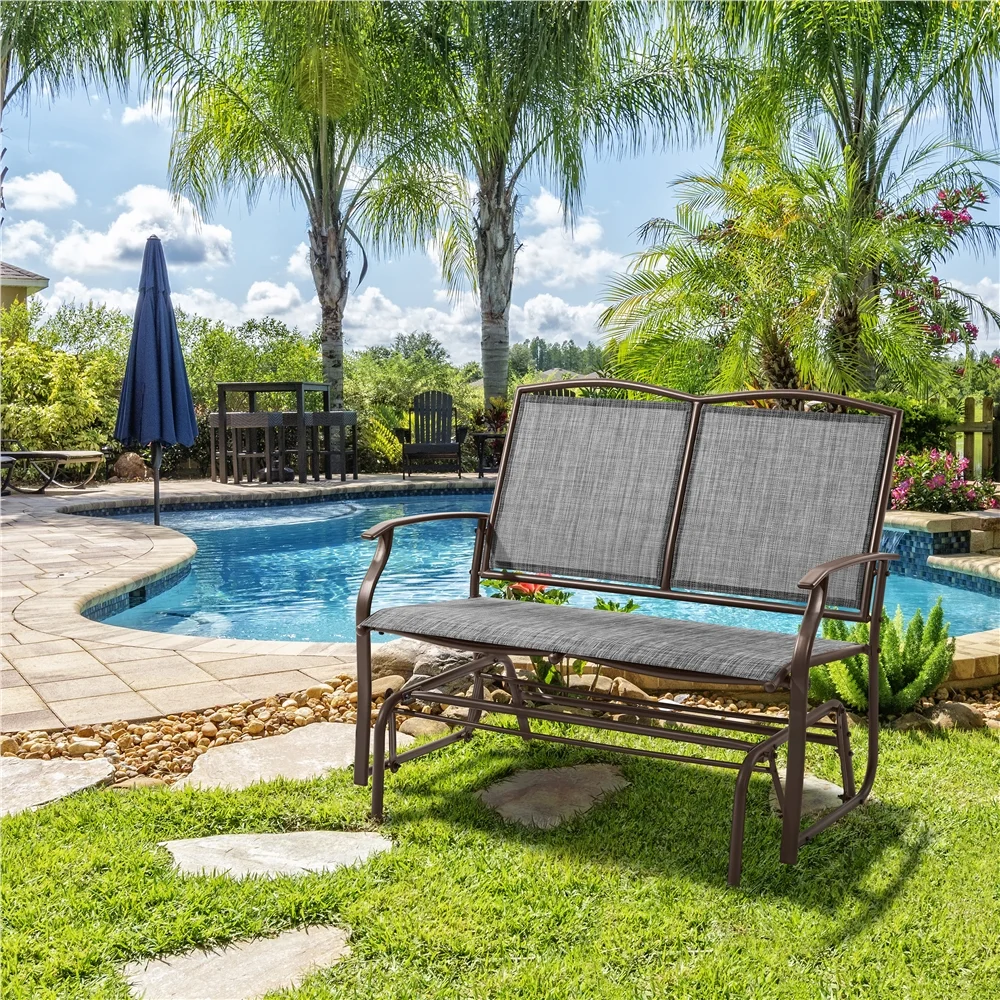 Yaheetech 2-Person Patio Glider Bench with Steel Frame, Gray