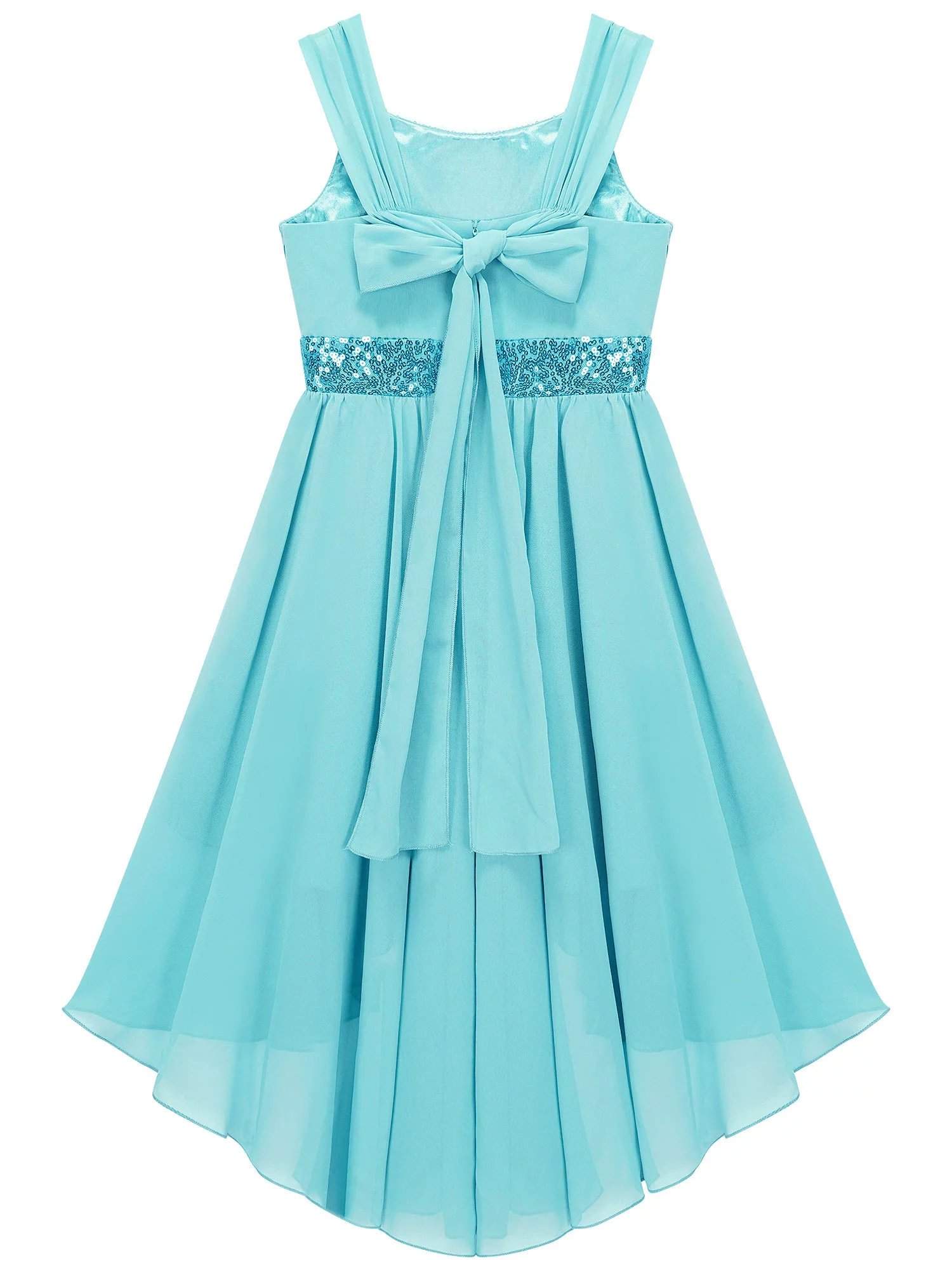 iiniim Kids Girl's Sequins Junior Bridesmaid Dress Ruched Hi Lo Flower Girl Dress Princess Pageant Party Ball Gown