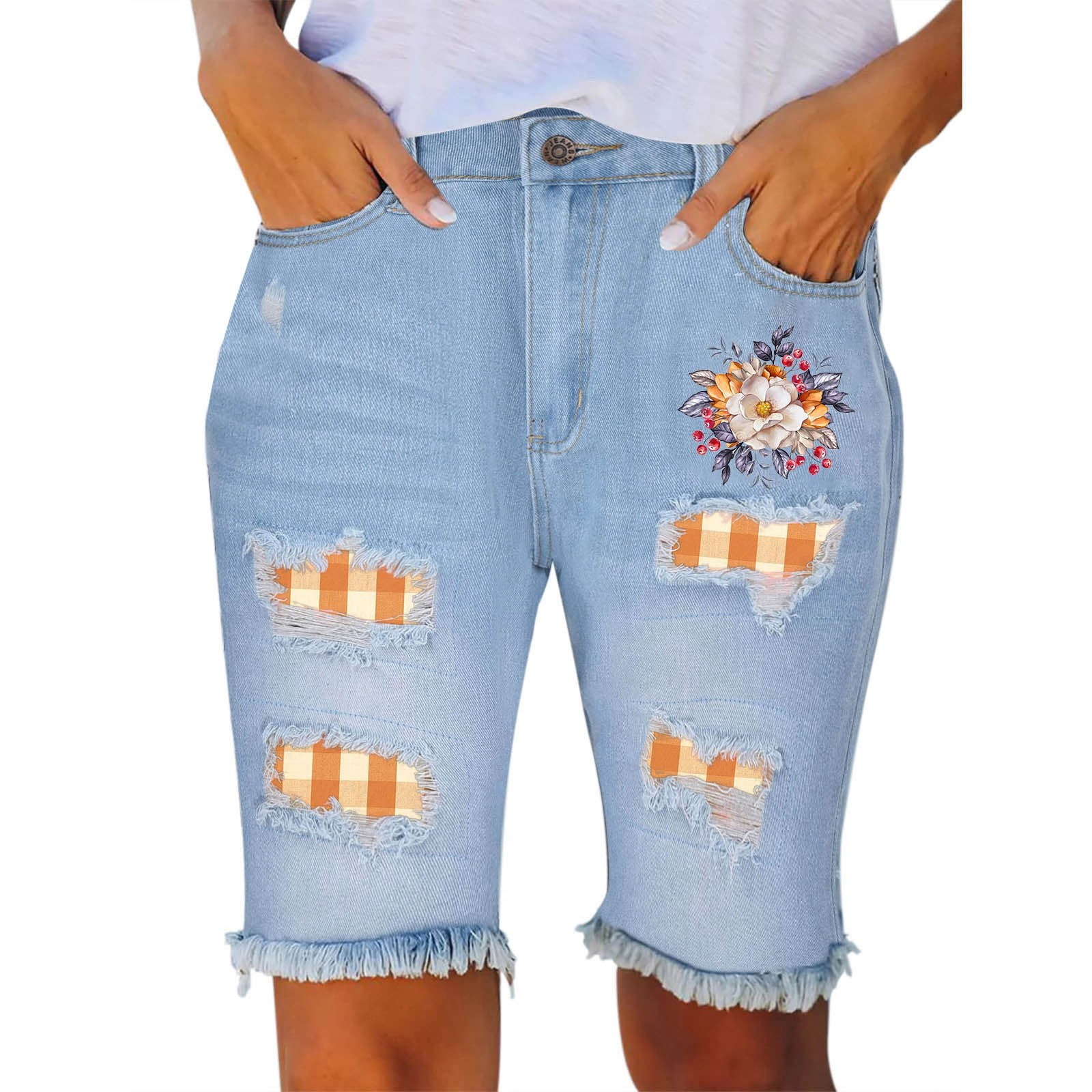 EHQJNJ Mid Rise Straight Leg Jeans for Women Pumpkin Print Personality Comfortable Straight Mid Waist Edge Cropped Pants Lattice Ripped Jeans Womens Plus Size Jeans High Waisted Dark Wash