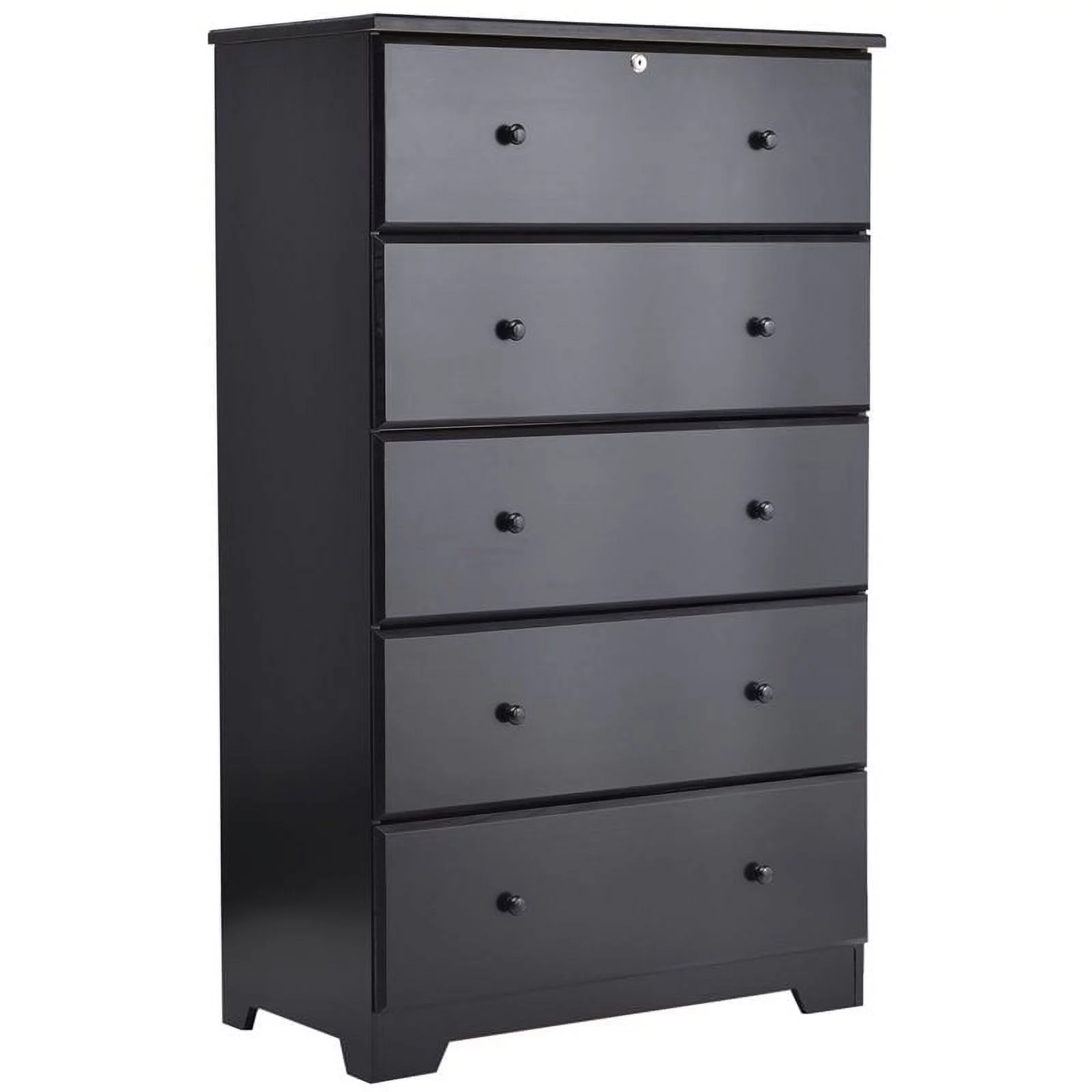Home Square 2-Piece Set with Full Bed and 5-Drawer Chest Dresser in Black