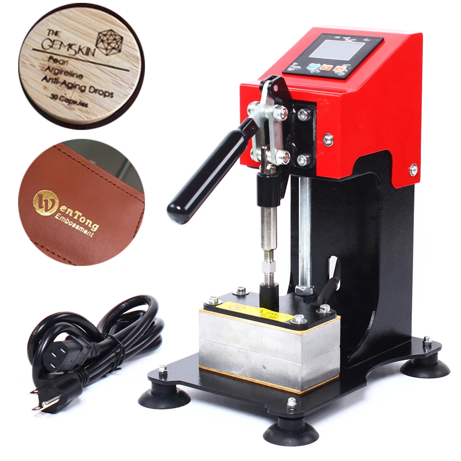 900w Heat Press Machine Dual Heating Stamping Transfer Printer Wax Extractor,Red + Black