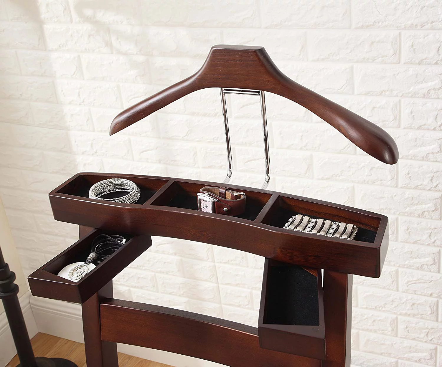 Proman Products Manhatten Chair Valet VL36654 with Drawer, Hanger, Trouser Bar and Tie & Belt Bar, 19