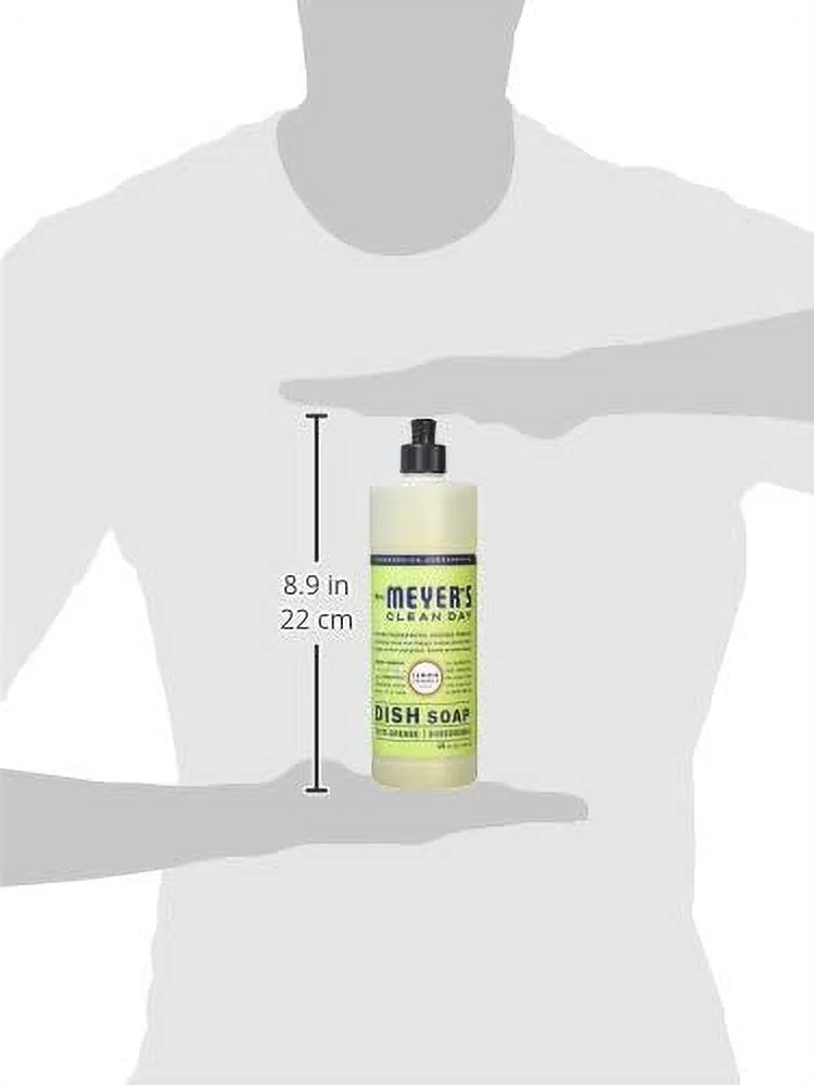 MRS. MEYER'S CLEAN DAY Liquid Dish Soap, Biodegradable Formula, Lemon Verbena, 16 fl. oz - Pack of 3