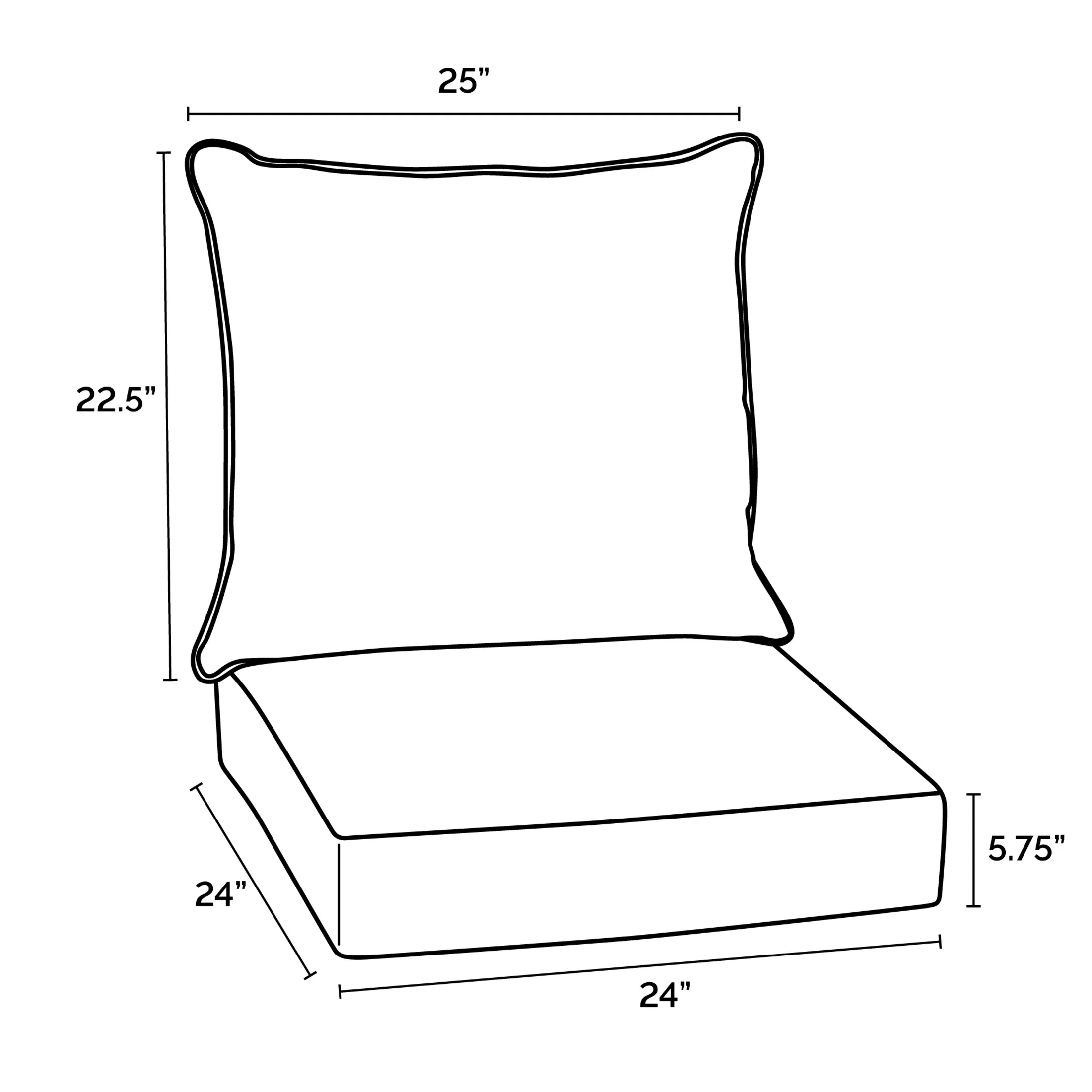Arden Selections Outdoor Deep Seat Cushion Set, 24 x 24, Rain-Proof, Fade Resistant, Deep Seat Bottom and Back Cushion for Chair, Sofa, and Couch, 24 x 24, Sage Green Texture