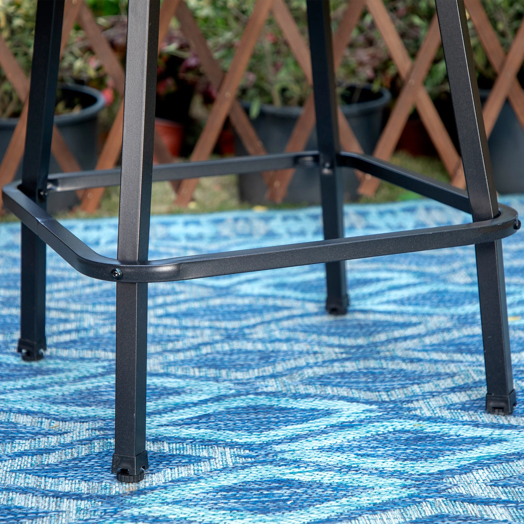 MF Stuido Outdoor Metal Swivel Bar Stools Set of 2,Patio Bar Counter Height Bistro Chairs,Black&Grey