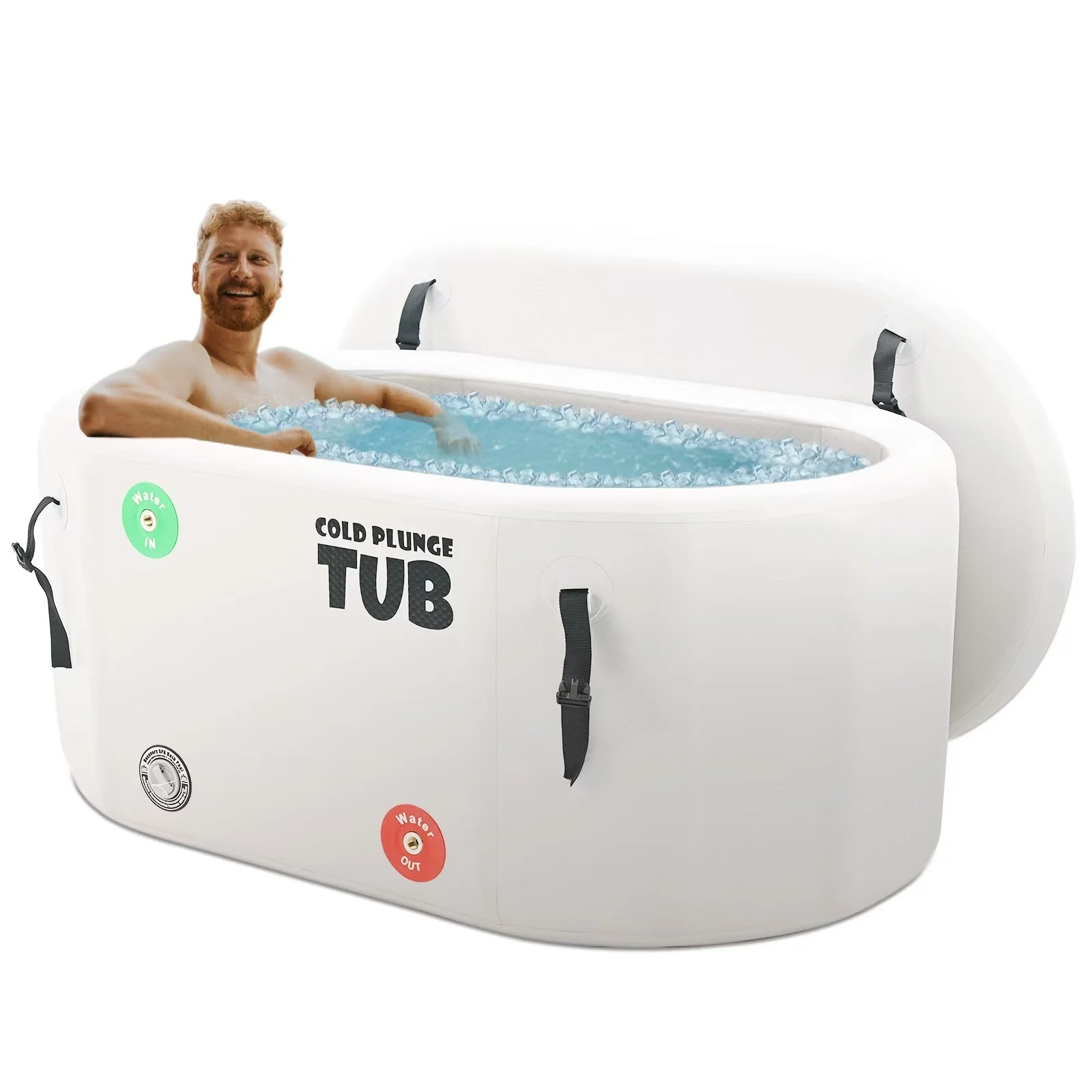 MOPHOTO Oversized Ice Bath Tub 211 Gal, Inflatable Rectangle Ice Bath Cold Plunge Tub, Freestanding Soaking Tub, PVC Insulated Lid, Hand Pump and Repair Kit Included, Water Chiller Compatible
