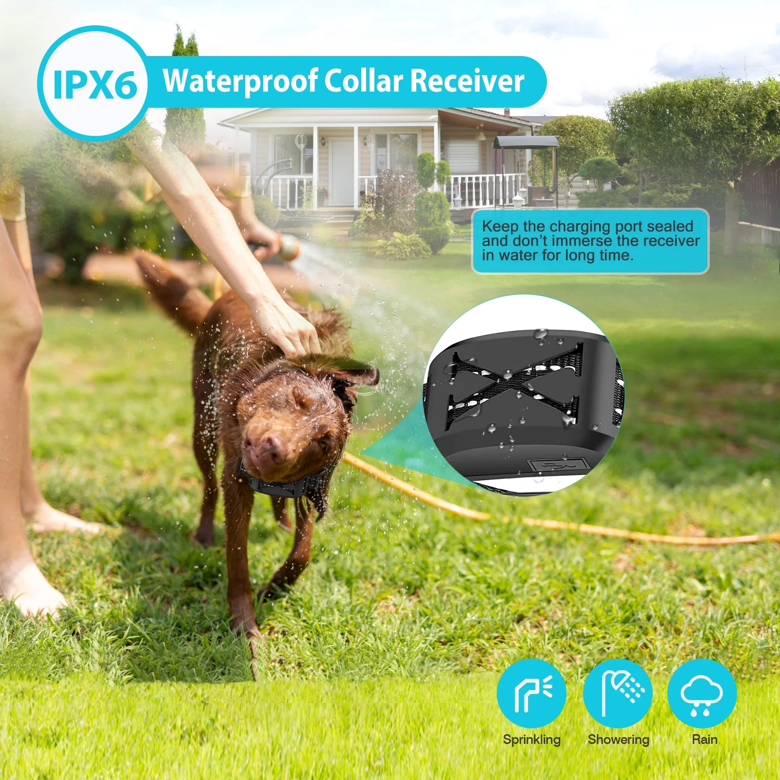 Wireless Dog Fence Collar System iMounTEK 2 In 1 Electric Pet Boundary Containment Rechargeable IPX6 Waterproof Support 20-850ft Suitable with 1 Receiver Collars for 15-120LBS Dogs Gold
