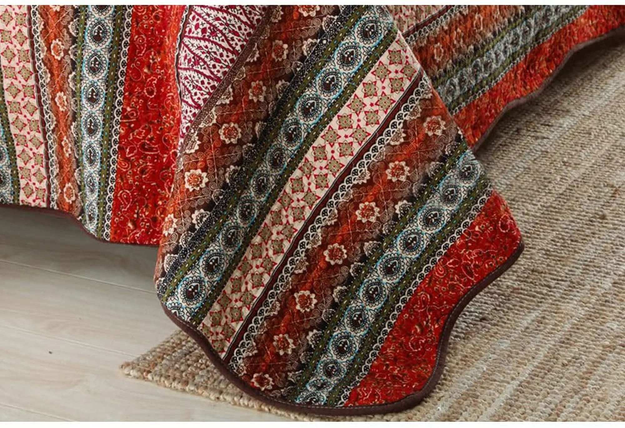 NEWLAKE Striped Classical Cotton 3-Piece Patchwork Bedspread Quilt Sets  King Size