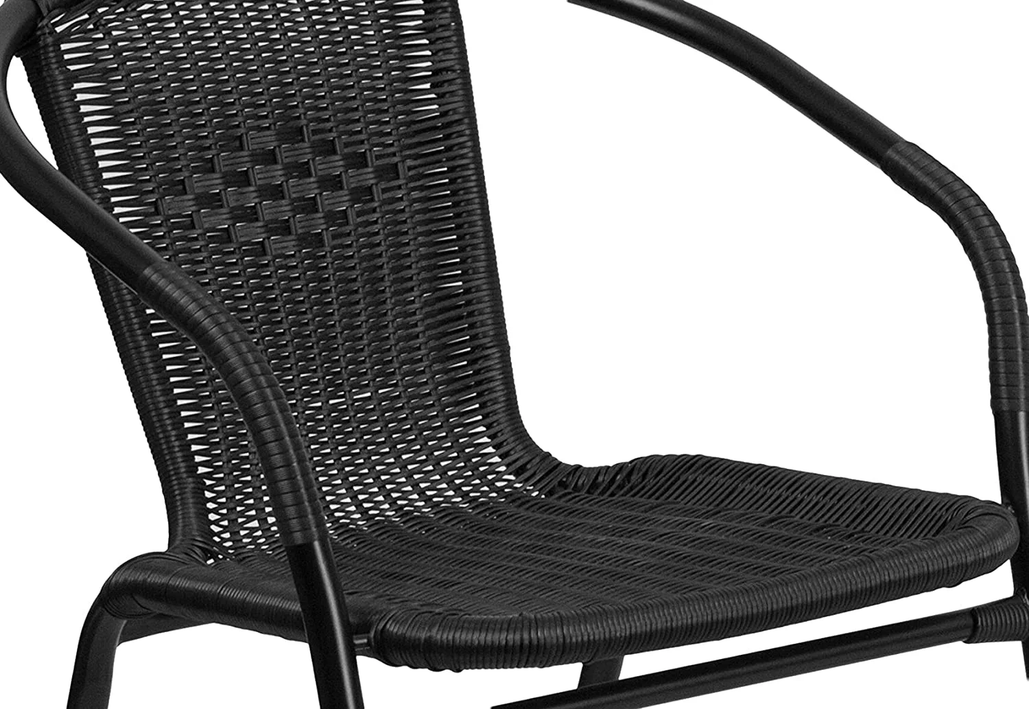 4 Pack Black Rattan Indoor-Outdoor Restaurant Stack Chair